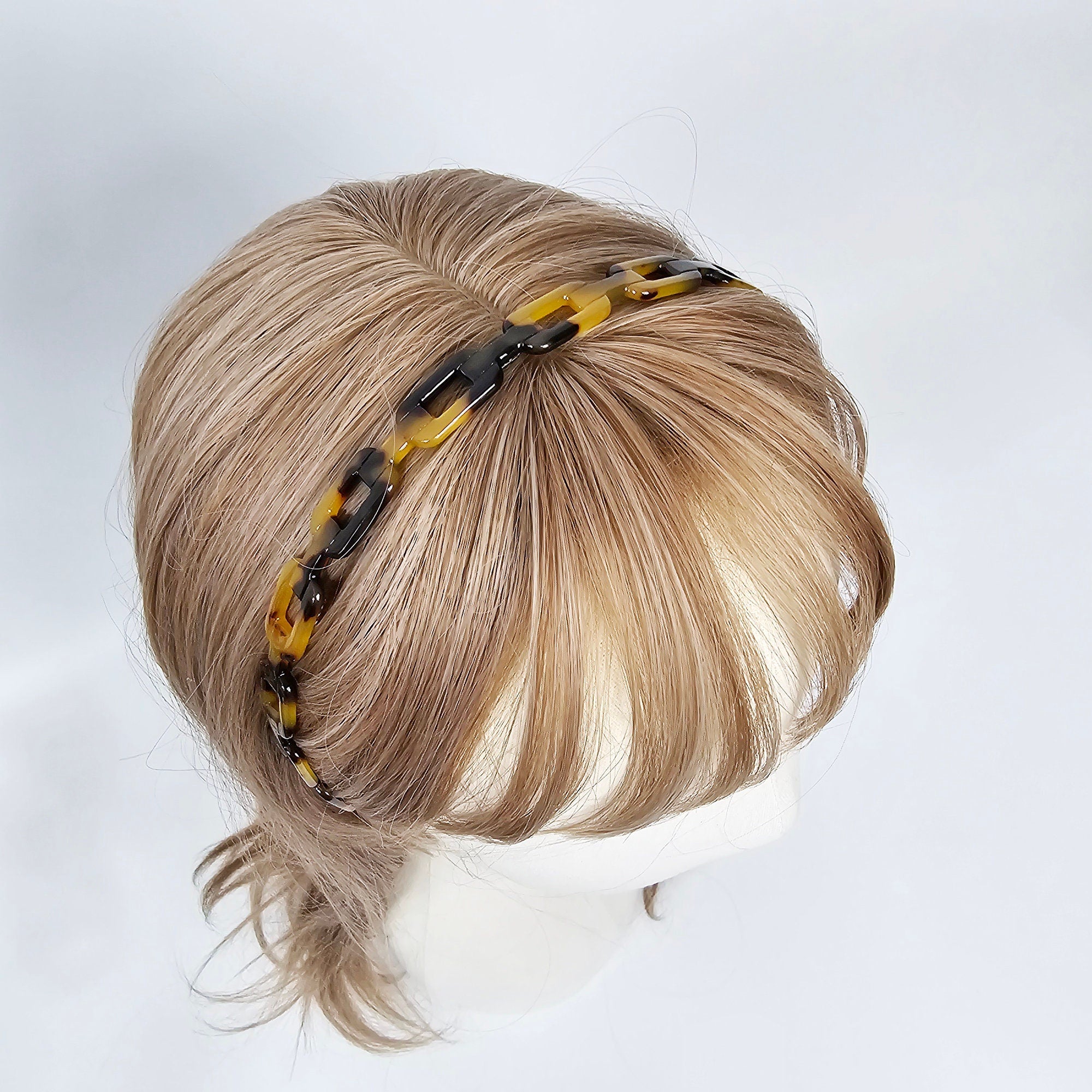 Leopard Square Chain Thin Headband (0.5 Inch) / Hair Accessories for Woman / Alice Headband