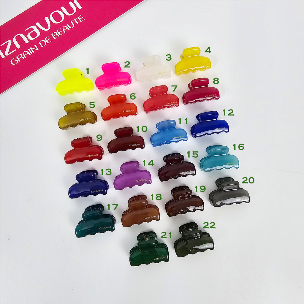 Luxurious Ultra Mini Round Square Point Hair Claw Clip (1.0 Inch) / Cute Tortoise Shell French Hair Pin / Small Hair Clips