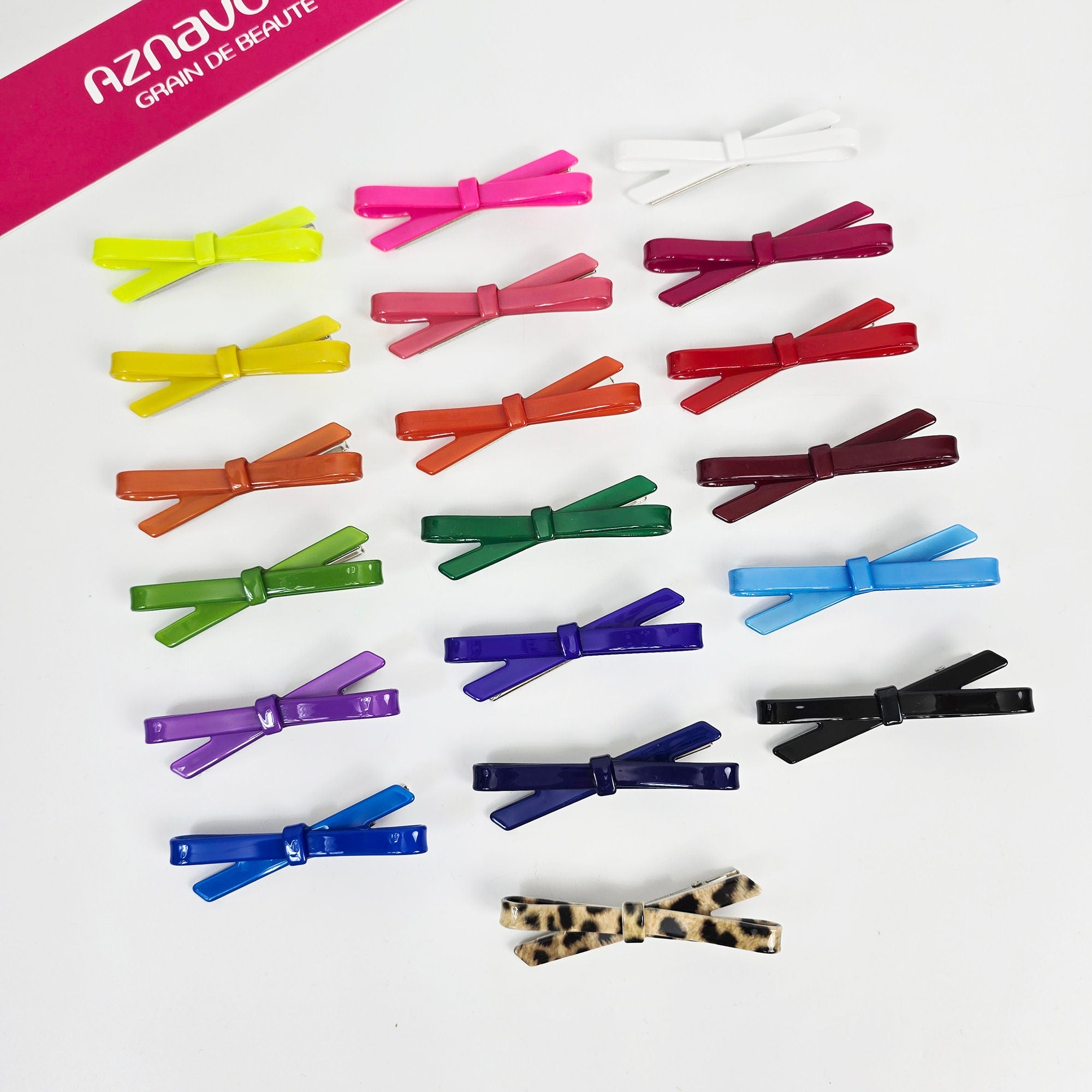 Cellulose Acetate Ribbon Barrette, Minimalist Bow Side Clip for Women, Glossy Vivid and Tortoise Shell Hair Slide, Cute Korean Hair Accessories for Bangs.