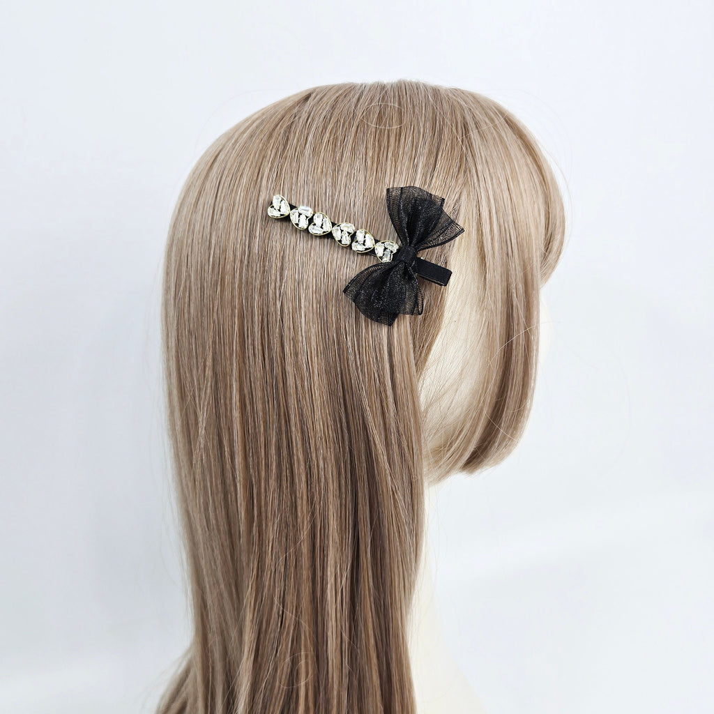 Ballerina Chiffon Ribbon Cubic Side Clip Long Hair Claw Clip (3.1 Inch) / Vivid Color Hair Pin / Alligator Hair Clip for Woman