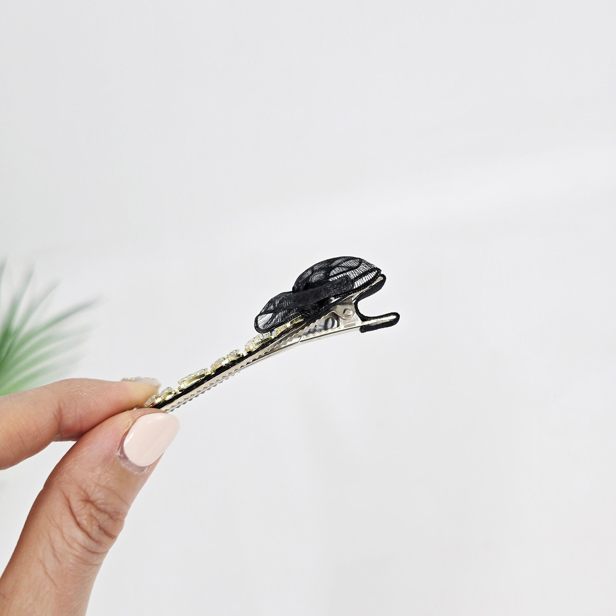 Ballerina Chiffon Ribbon Cubic Side Clip Long Hair Claw Clip (3.1 Inch) / Vivid Color Hair Pin / Alligator Hair Clip for Woman