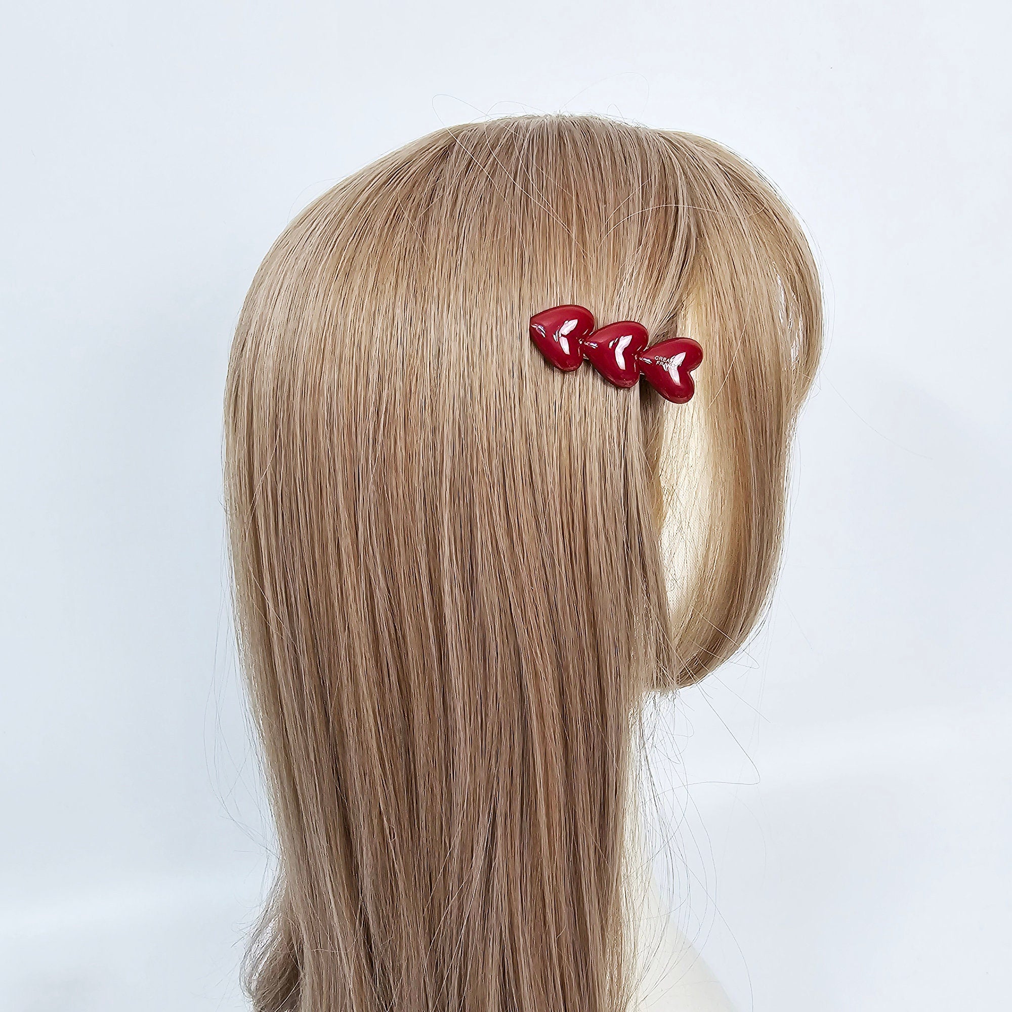 Three Hearts Clip Mini Claw Clip (2.0 Inch) / Cute Tortoise Shell French Hair Pin / Small Hair Clips