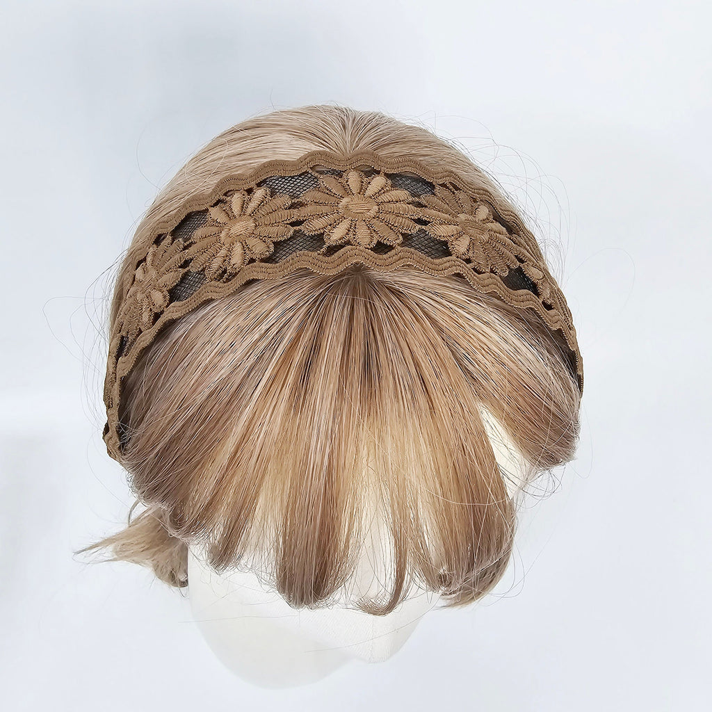 Handmade Sunflower Embroidery Lace Fabric Wide Headband (2.0 Inch) / Hair Accessories for Woman