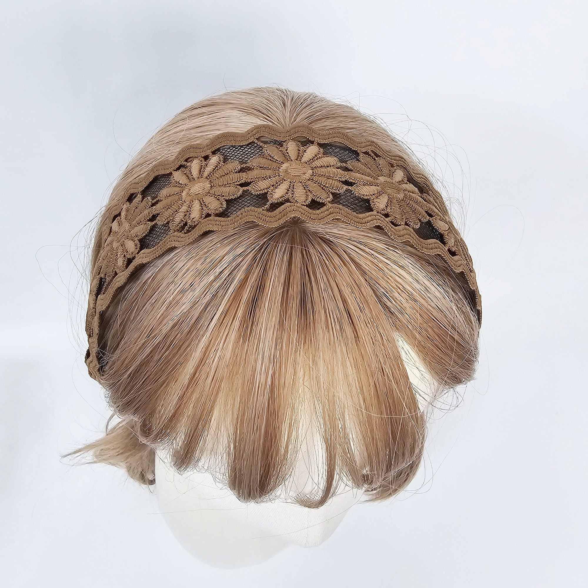 Handmade Sunflower Embroidery Lace Fabric Wide Headband (2.0 Inch) / Hair Accessories for Woman