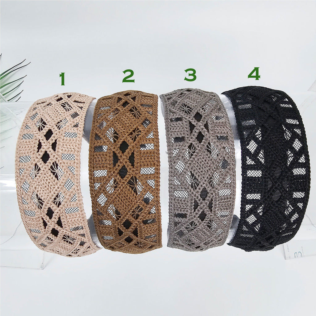 Handmade Knitted Embroidery Lace Fabric Wide Headband (1.8 Inch) / Hair Accessories for Woman