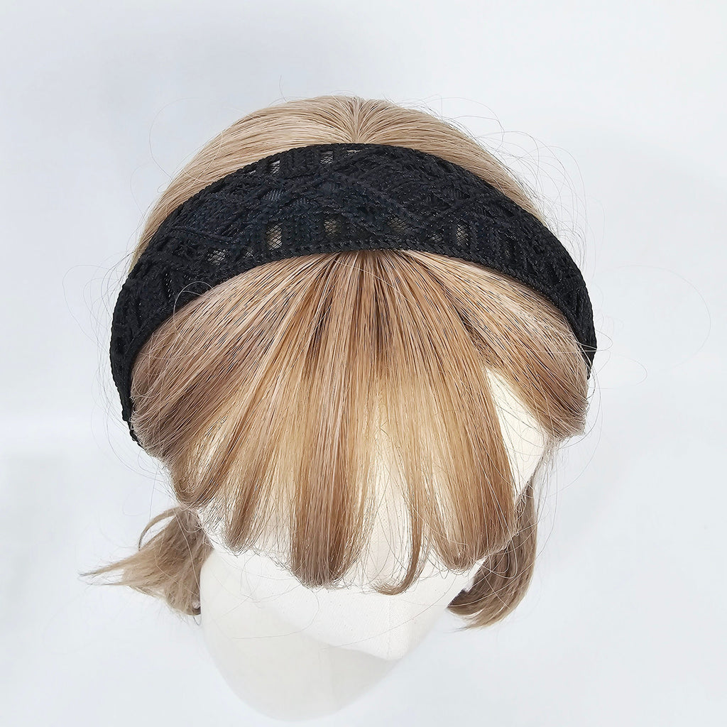 Handmade Knitted Embroidery Lace Fabric Wide Headband (1.8 Inch) / Hair Accessories for Woman