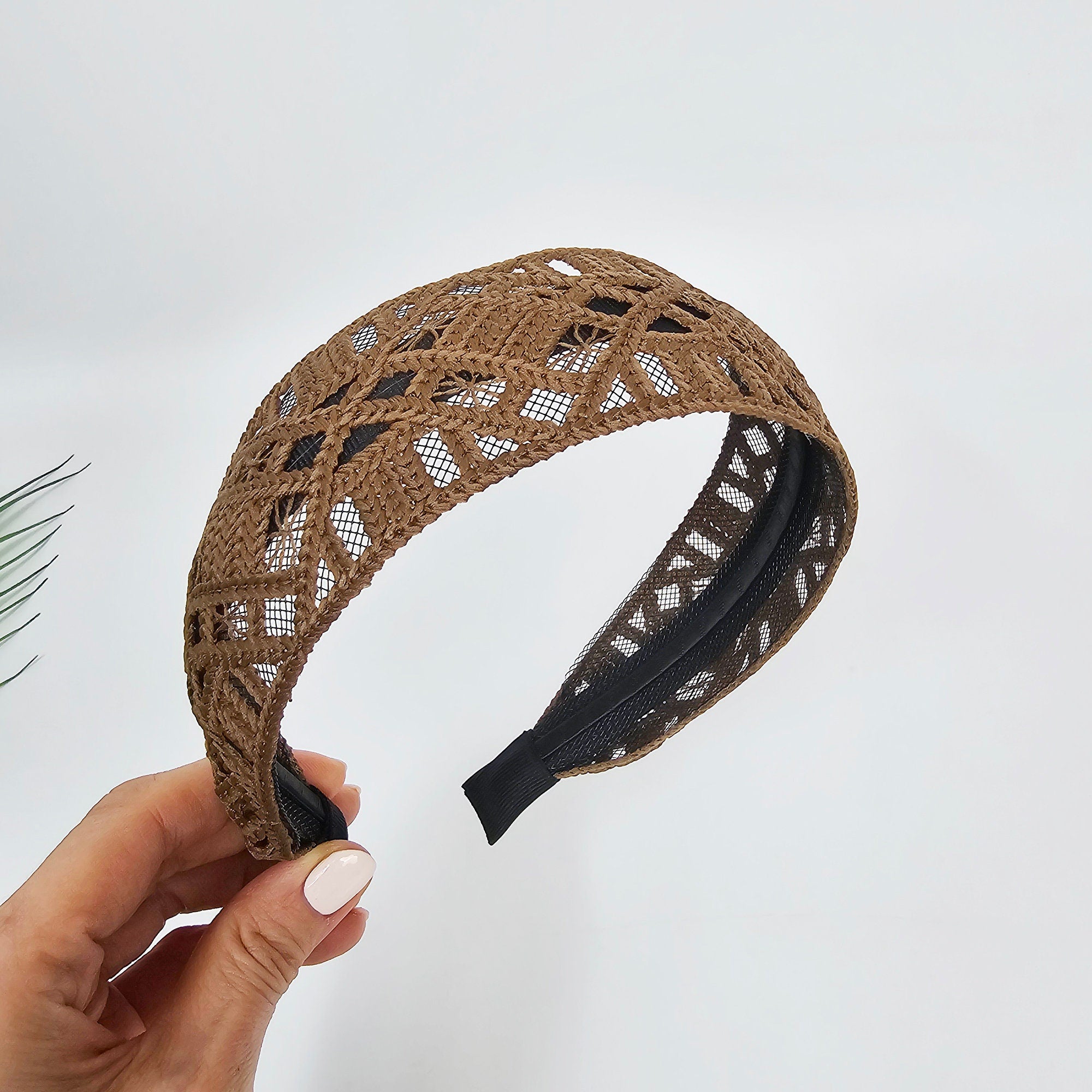 Handmade Knitted Embroidery Lace Fabric Wide Headband (1.8 Inch) / Hair Accessories for Woman