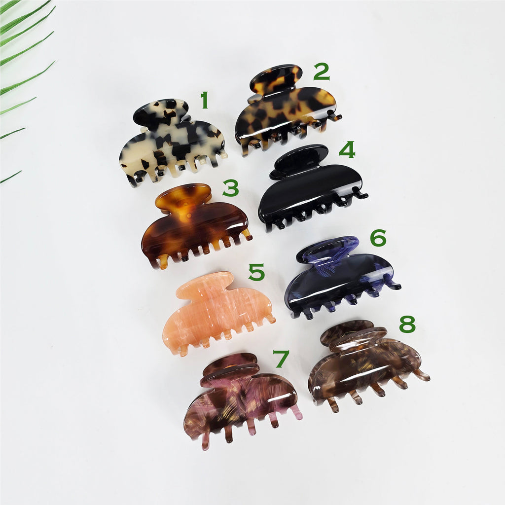 Luxurious Simple Half Moon Half-Tie Hair Claw Clip (2.4 Inch) / Tortoise Shell French Hair Claw / Hair Barrette for Woman
