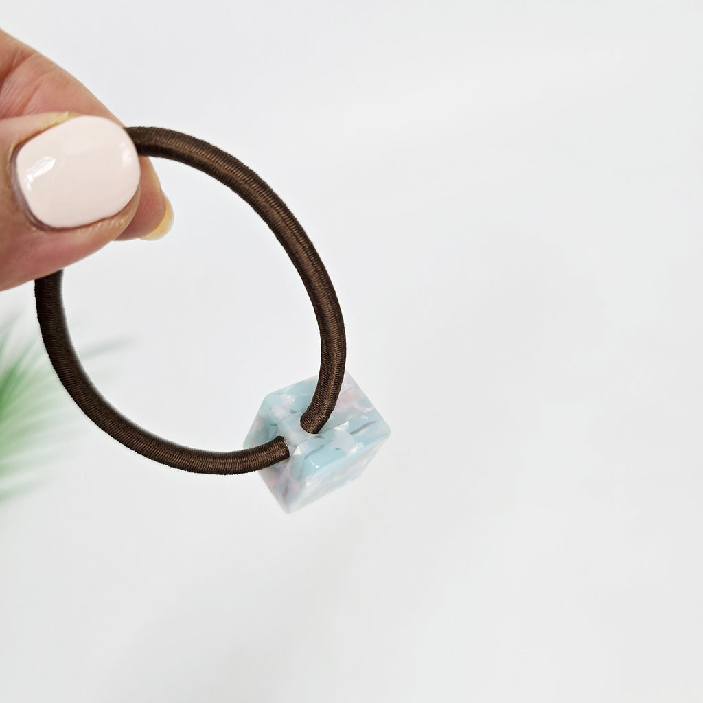 New Color Simple Cube Square Ponytail Hair Tie (0.7 Inch) / Simple Cute Ponytail Holder / Hair Accessory for Woman / French Hair Tie