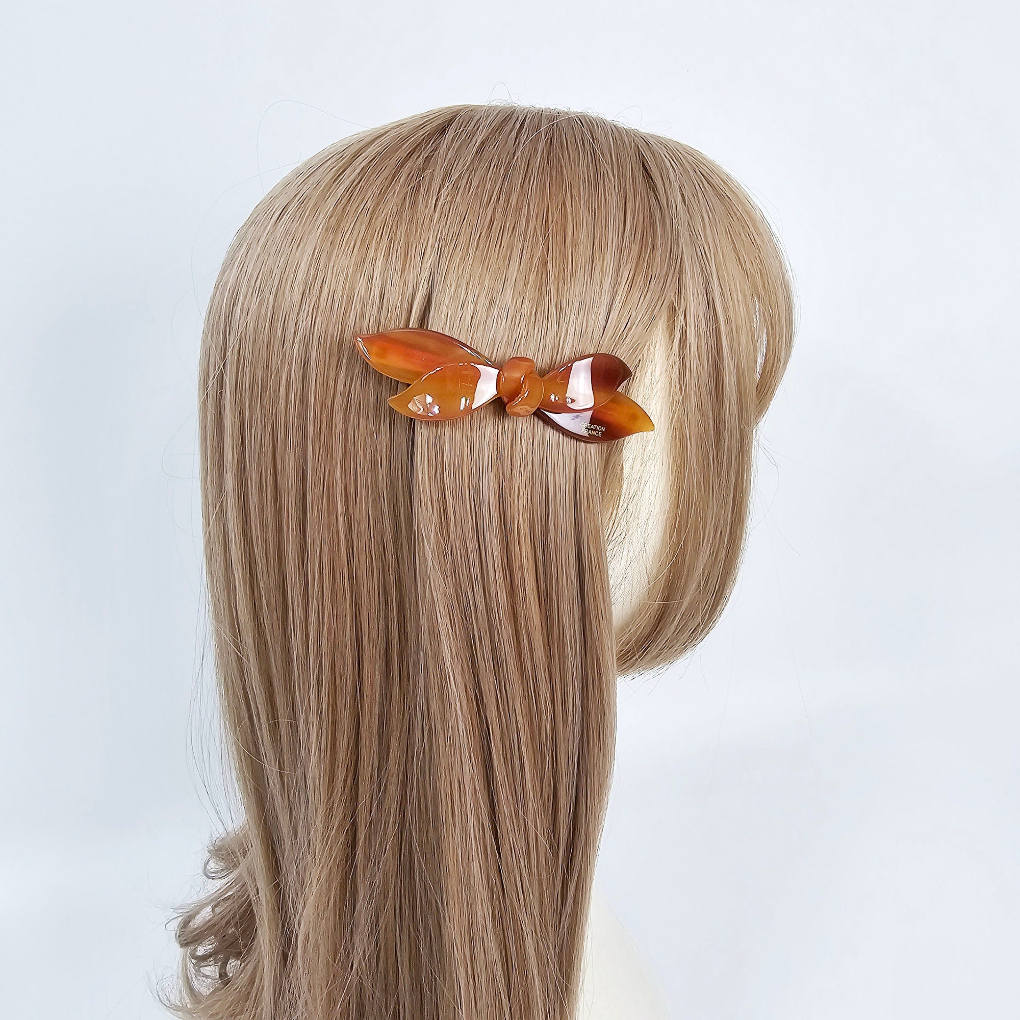 Pure Color Double Wave Ribbon Side Hair Bobby Pin (3.7 Inch) / Tortoise Shell French Hair Pin / Automatic Hair Clip