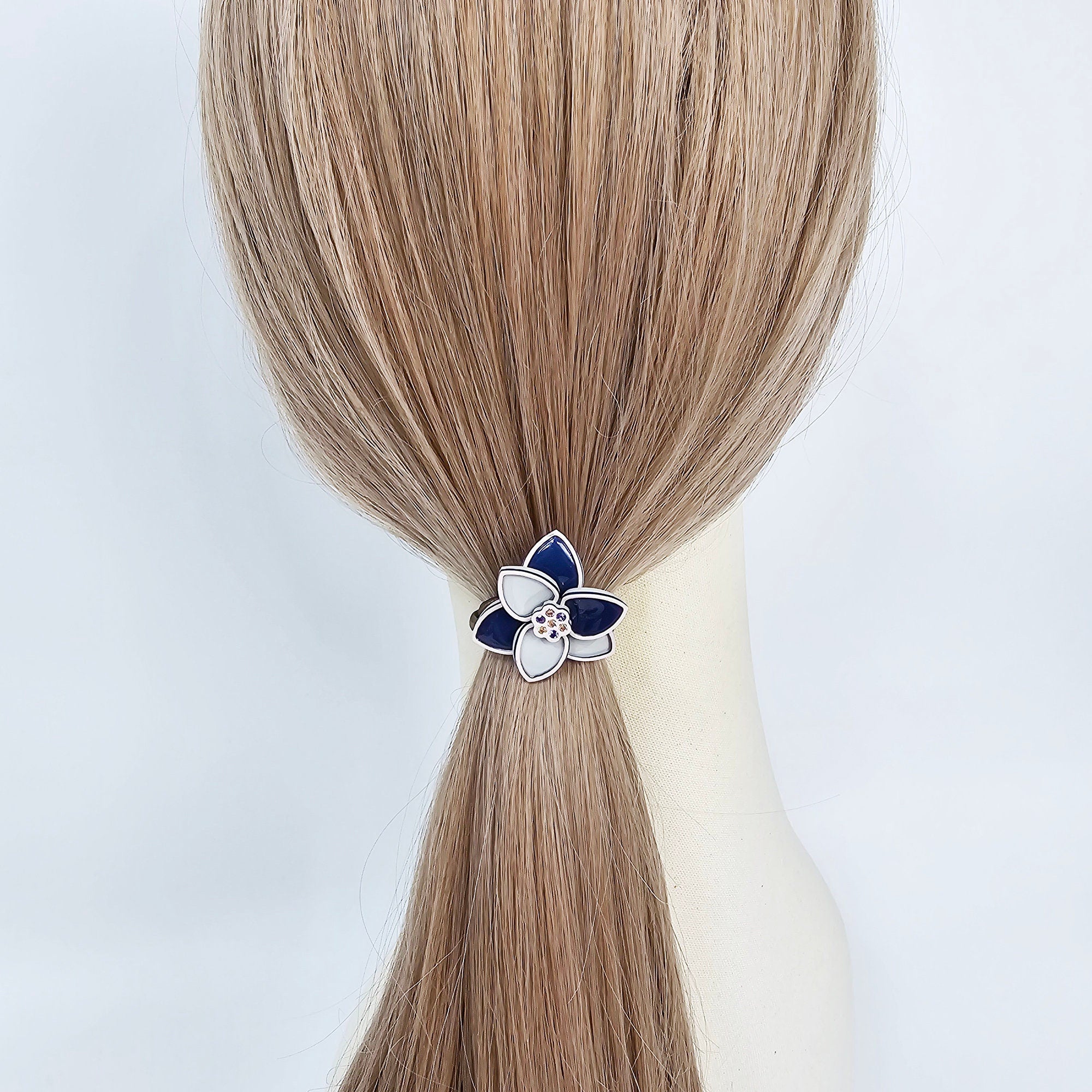 Lotus Pattern Ponytail Hair Tie (1.3 Inch) / Simple Cute Ponytail Holder / Hair Accessory for Woman / French Hair Tie