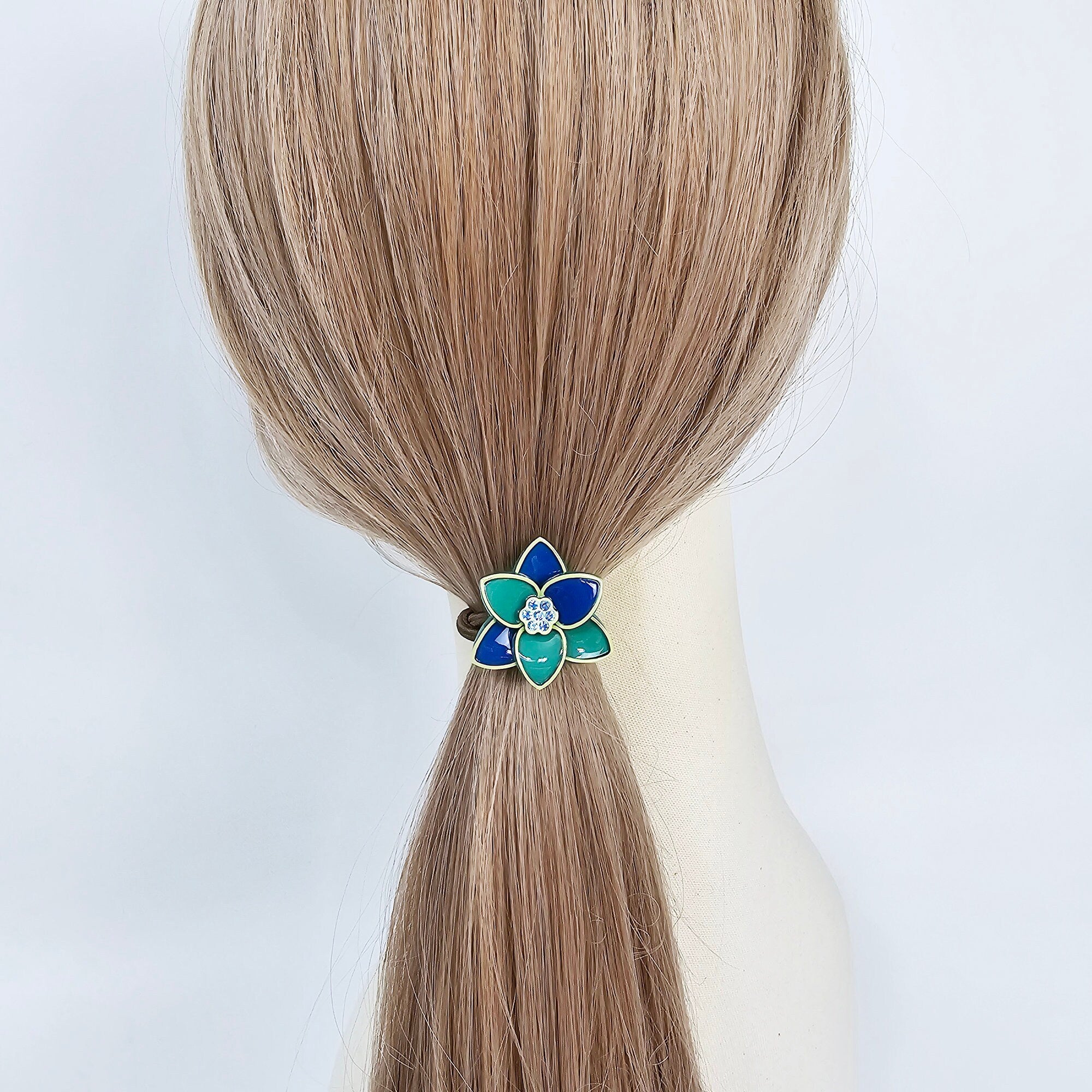Lotus Pattern Ponytail Hair Tie (1.3 Inch) / Simple Cute Ponytail Holder / Hair Accessory for Woman / French Hair Tie