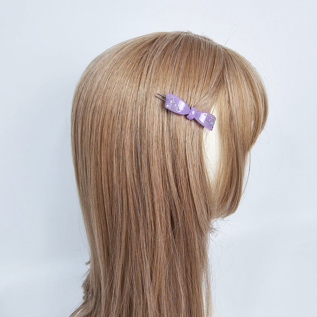 Cubic Diagonal Mini Ribbon Bobby Pin (2.2 Inch) / Tortoise Marble French Hair Pin Clip / Hair Accessory for Woman / Bow Barrette