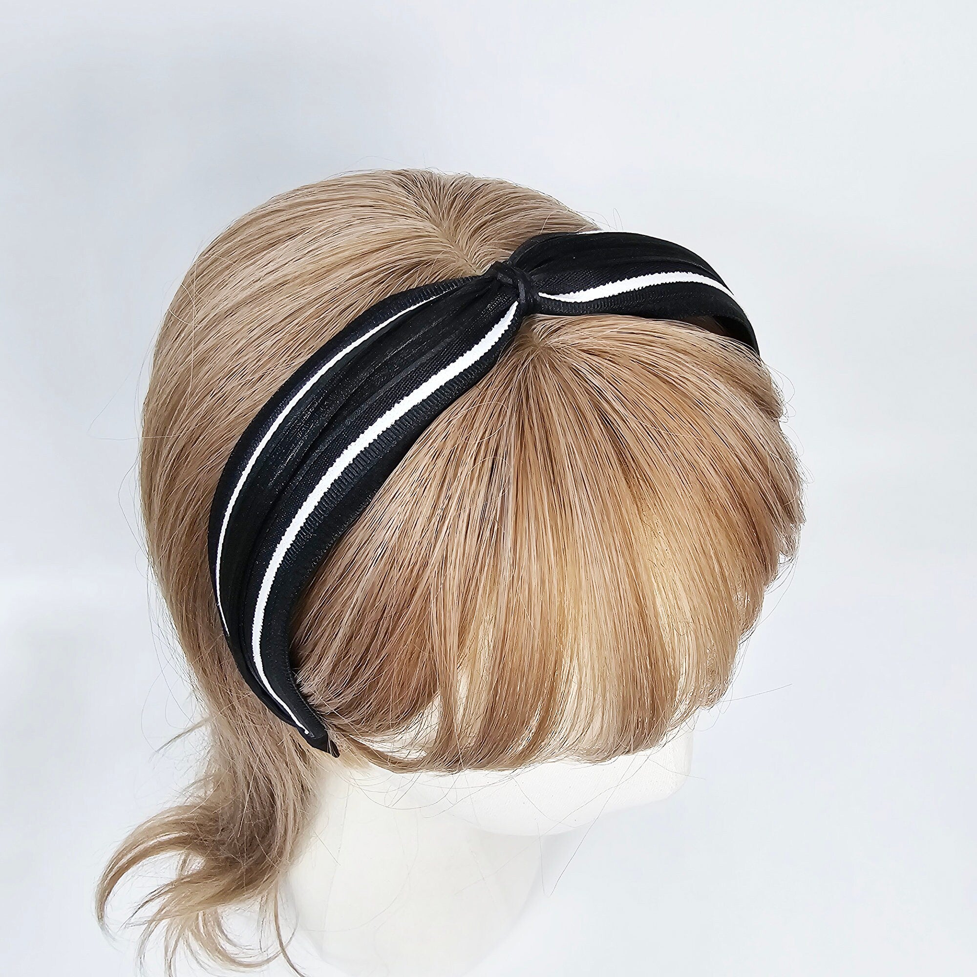 Black Grace Knot Wide Headband (1.6 Inch) / Simple Hair Turban / Hair Bandana for Woman