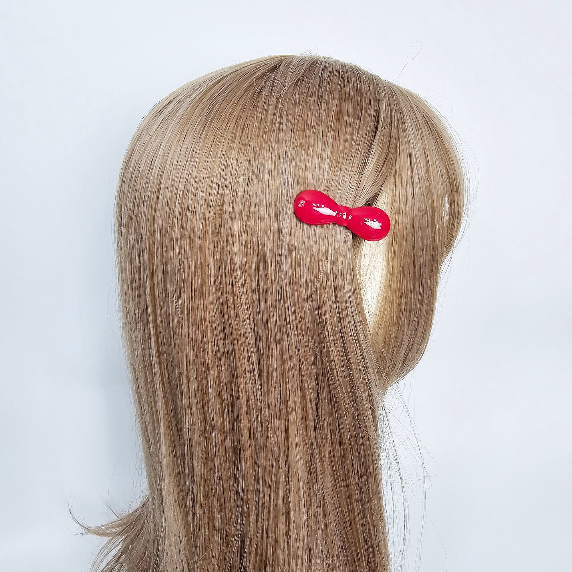 Rounded Bulging Ribbon Side Claw Mini Hair Claw Clip (2.0 Inch) / Vivid Color French Pin / Alligator Hair Clip for Woman