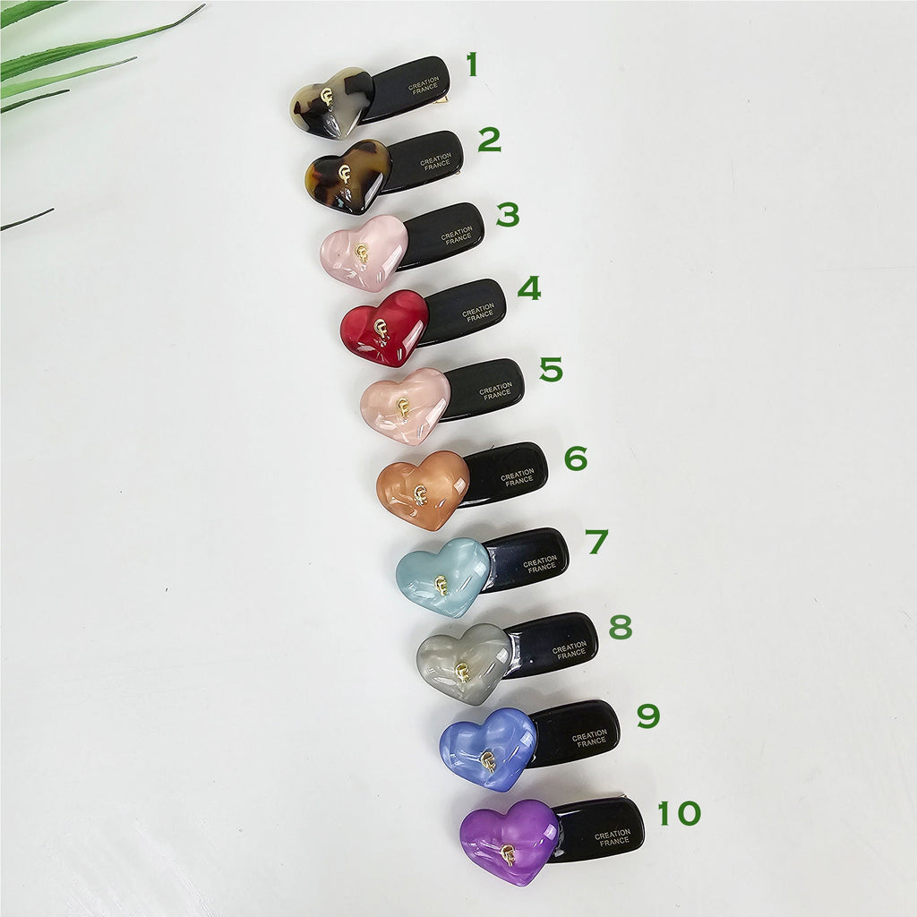 Luxurious Metal Logo Heart Mini Hair Claw Clip Side Claw (1.8 Inch) / Vivid Color French Pin / Alligator Hair Clip for Woman