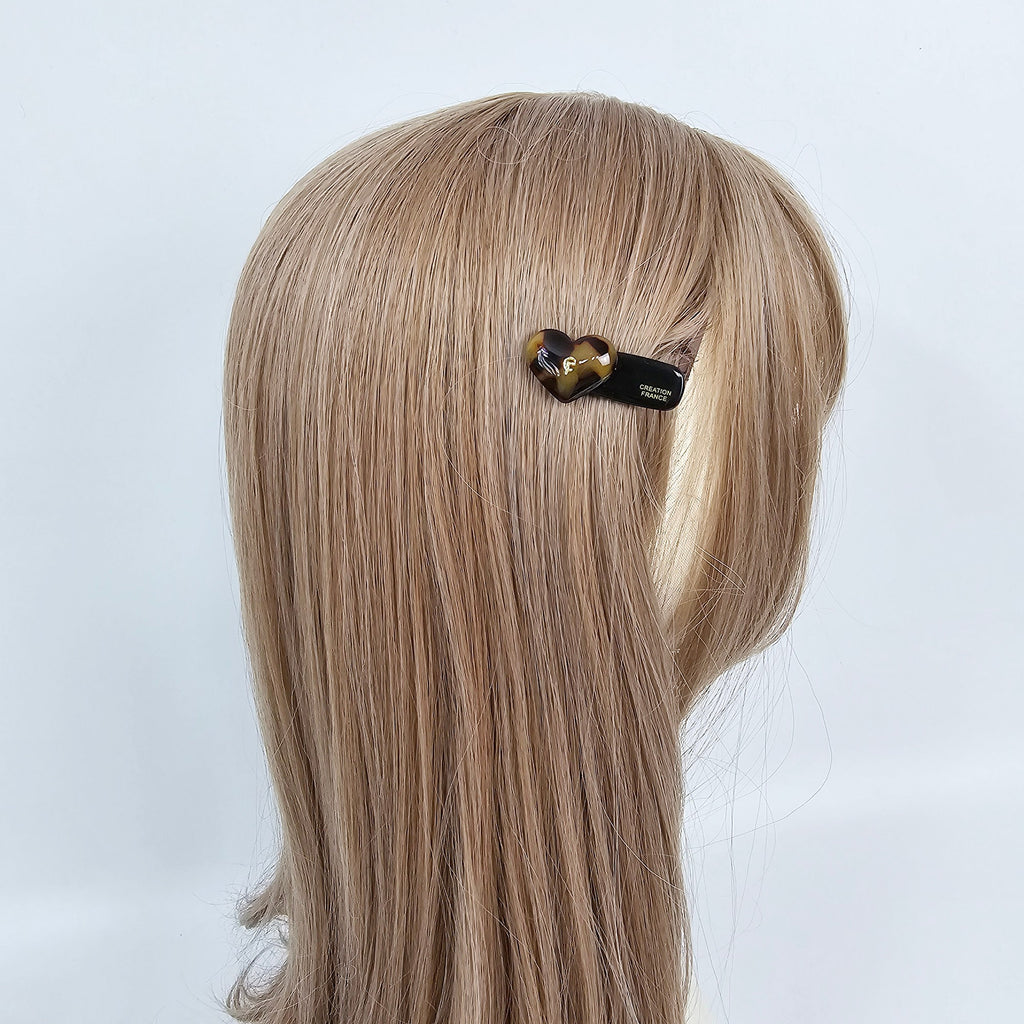 Luxurious Metal Logo Heart Mini Hair Claw Clip Side Claw (1.8 Inch) / Vivid Color French Pin / Alligator Hair Clip for Woman