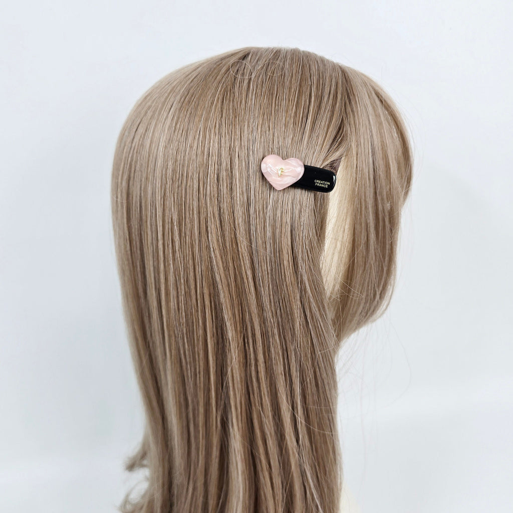 Luxurious Metal Logo Heart Mini Hair Claw Clip Side Claw (1.8 Inch) / Vivid Color French Pin / Alligator Hair Clip for Woman