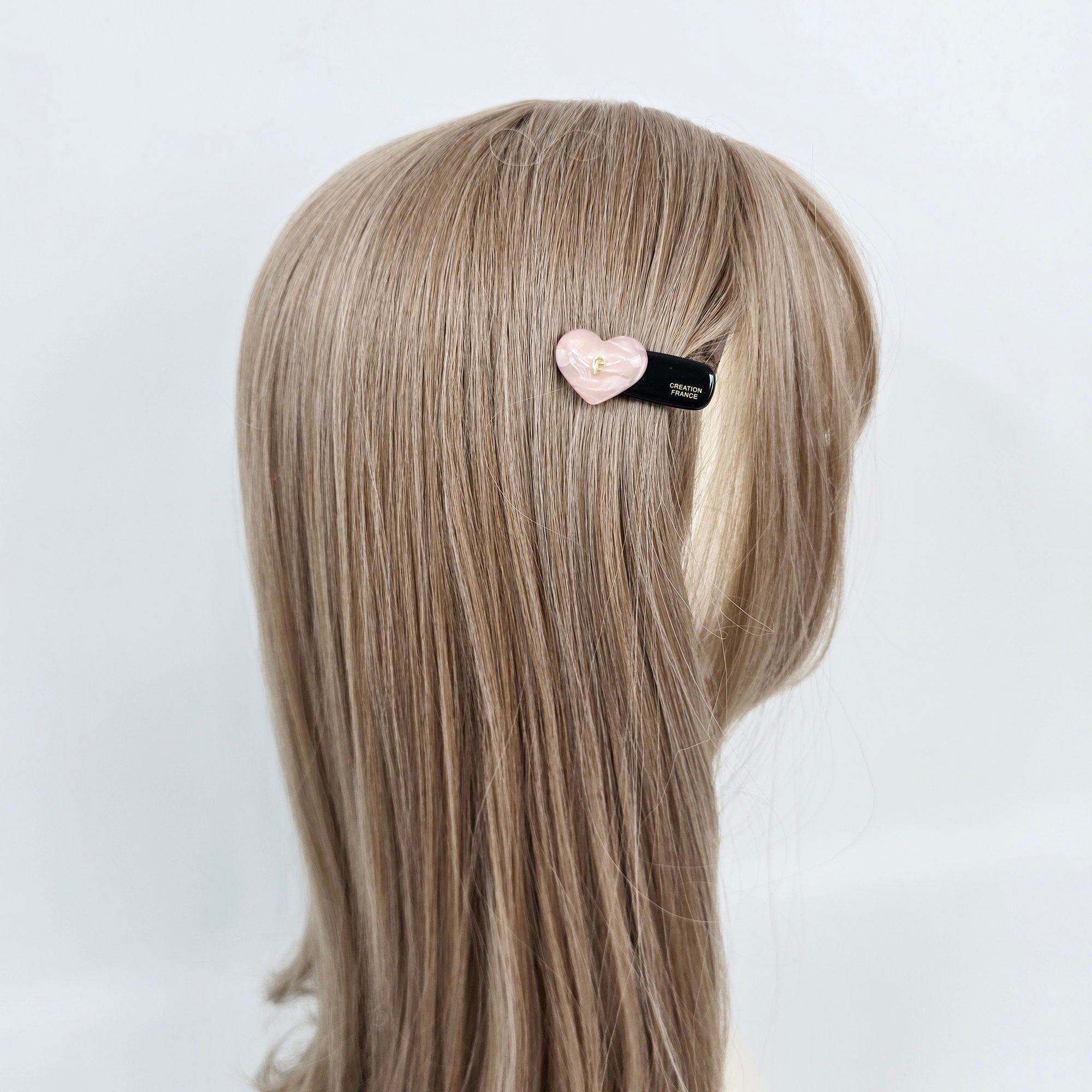 Luxurious Metal Logo Heart Mini Hair Claw Clip Side Claw (1.8 Inch) / Vivid Color French Pin / Alligator Hair Clip for Woman