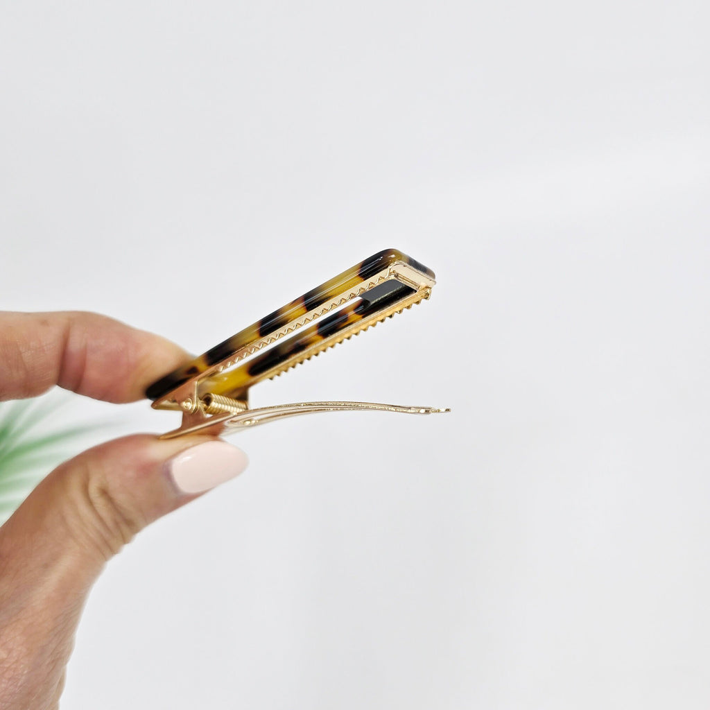 Simple Straight Rectangular Frame Mini Clip Side Claw (2.4 Inch) / Vivid Color French Pin / Alligator Hair Clip for Woman