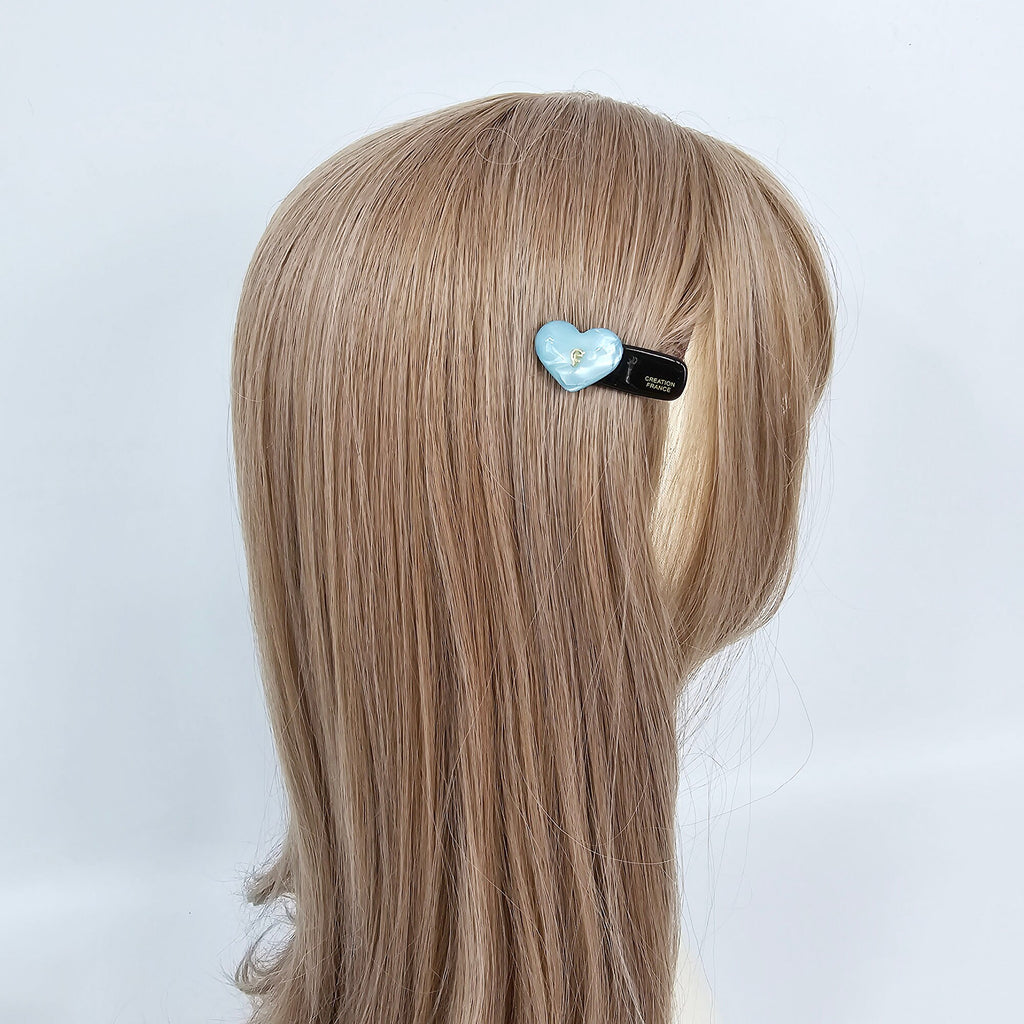 Luxurious Metal Logo Heart Mini Hair Claw Clip Side Claw (1.8 Inch) / Vivid Color French Pin / Alligator Hair Clip for Woman