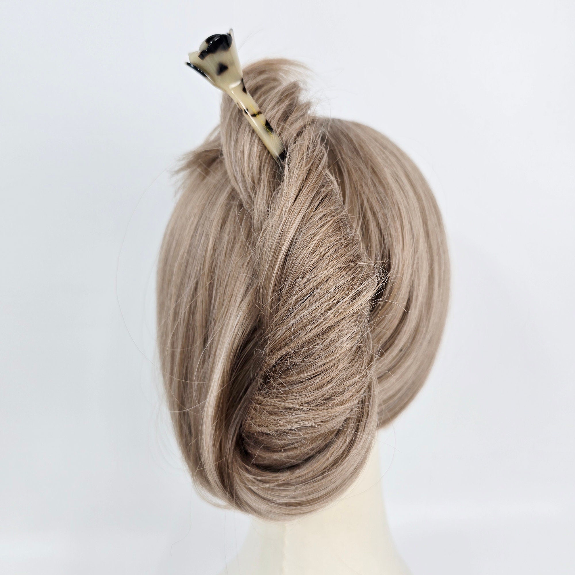 Blooming Rose Small Flower Updo Hair Stick (6.9 Inch) / Vintage Leopard French Hair Pin / Hair Fork for Thick Hair