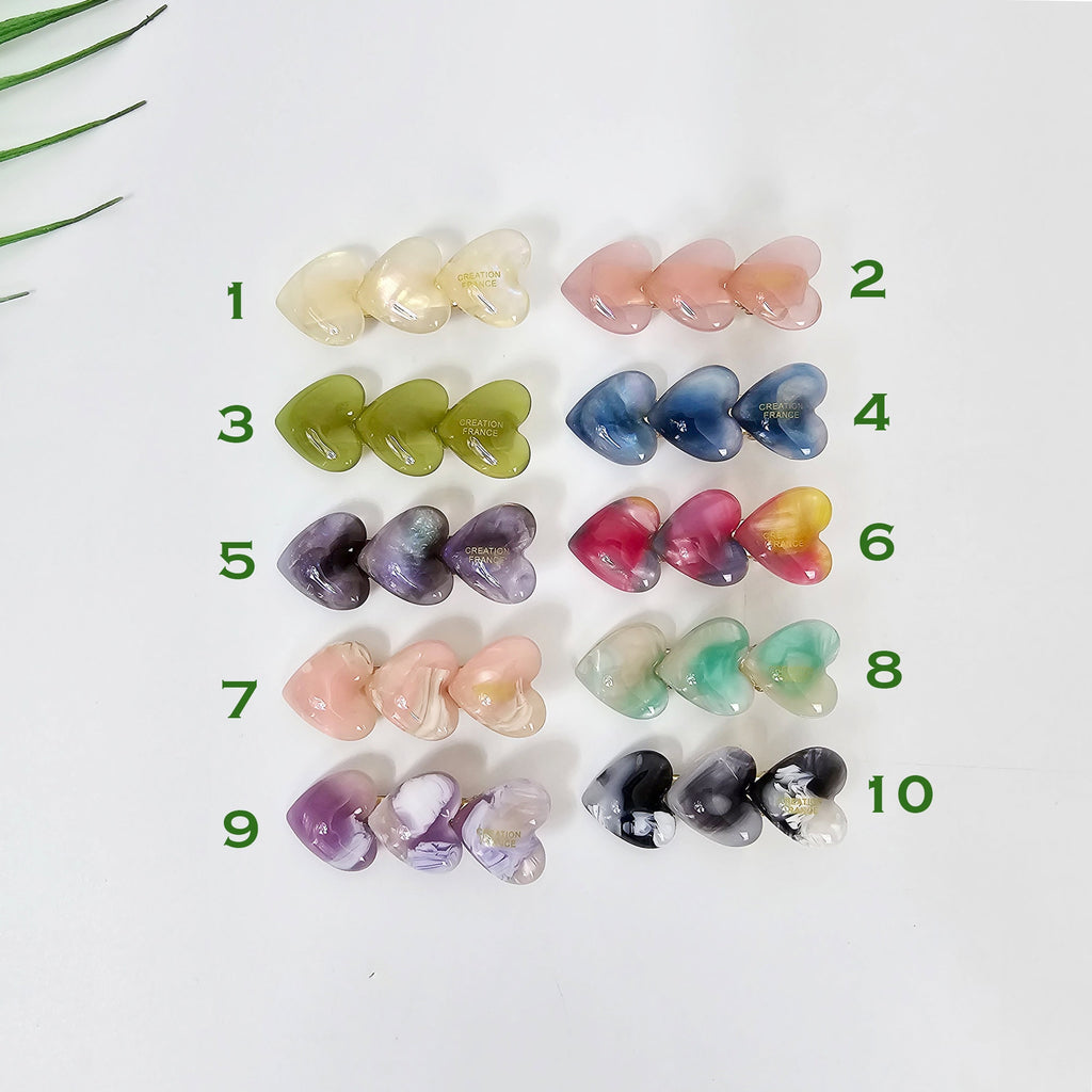 New Color Heart Mini Side Claw Clip (2.0 Inch) / Vivid Color French Pin / Alligator Hair Clip for Woman