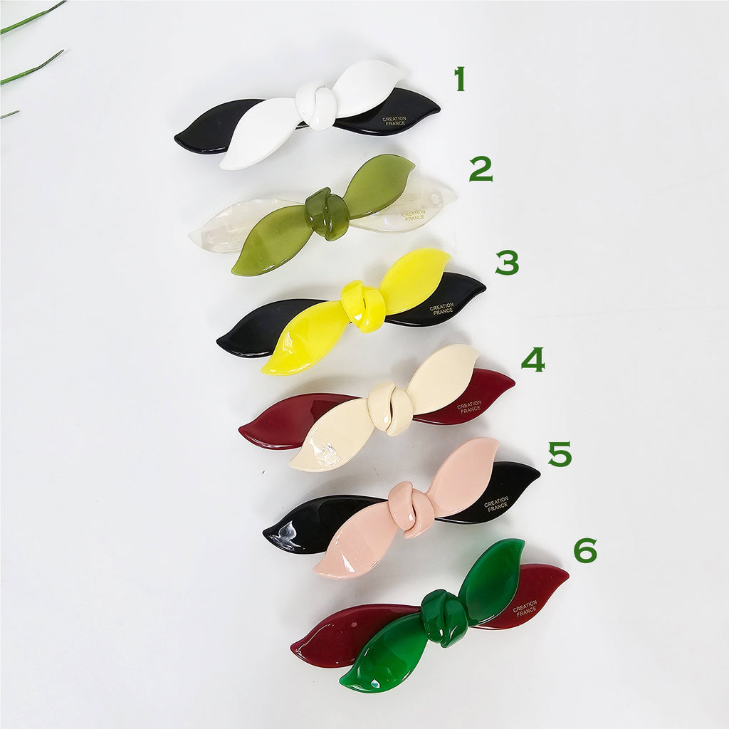 New Color Double Wave Ribbon Side Hair Clip (3.7 Inch) / Elegance Leopard French Hair Pin / Hair Accessory for Woman / Automatic Hair Clip
