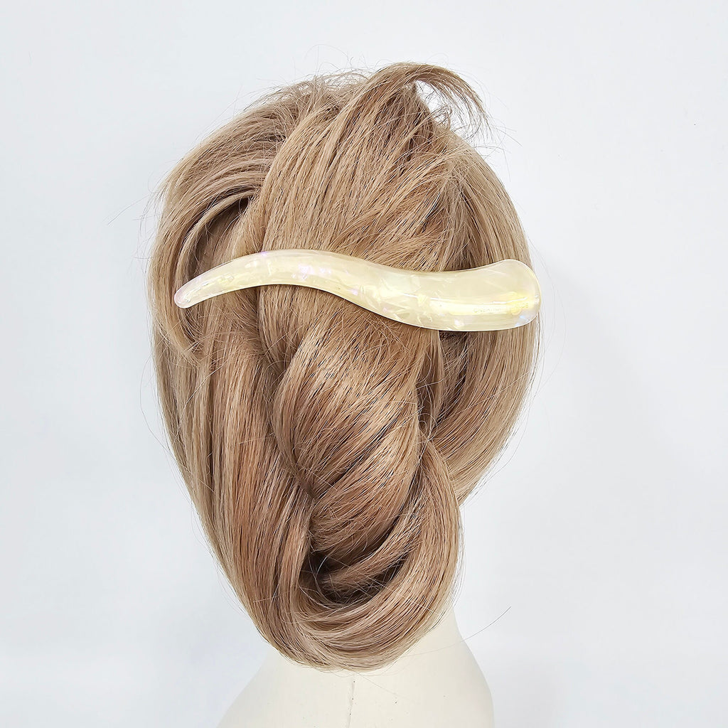 Leopard Pure Color Curve Line Long Claw Clip (4.7 Inch) / Elegance French Hair Pin / Hair Barrette for Woman / Alligator Hair Clip