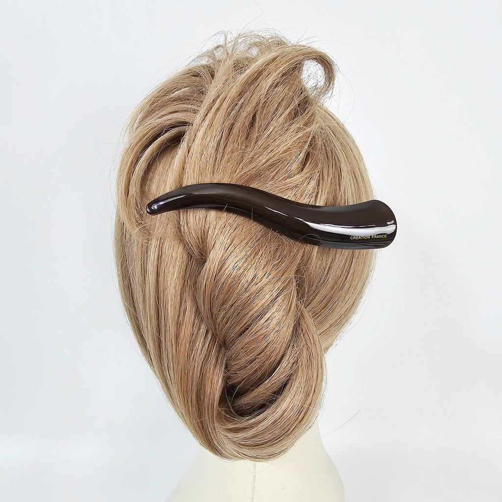 Leopard Pure Color Curve Line Long Claw Clip (4.7 Inch) / Elegance French Hair Pin / Hair Barrette for Woman / Alligator Hair Clip
