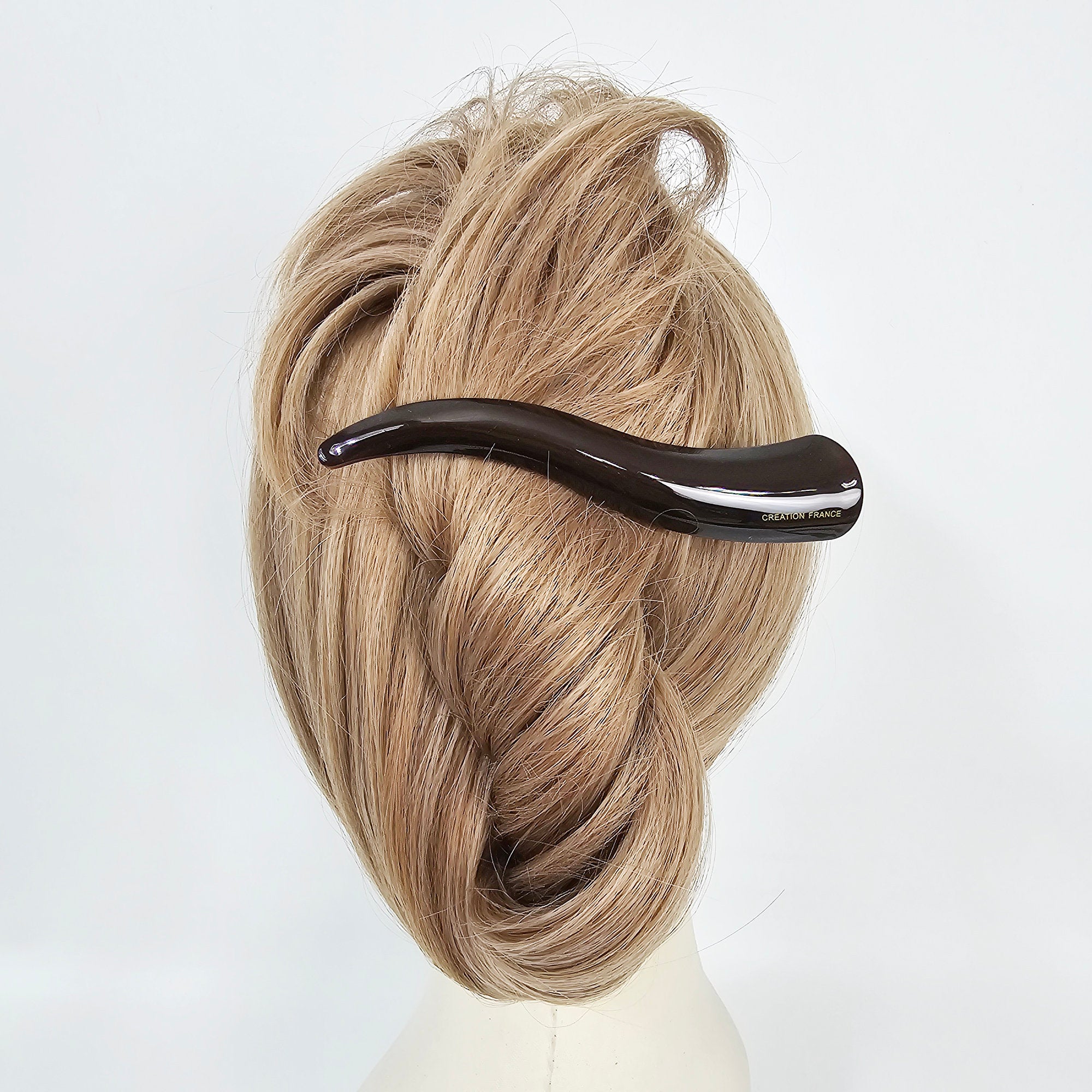Leopard Pure Color Curve Line Long Claw Clip (4.7 Inch) / Elegance French Hair Pin / Hair Barrette for Woman / Alligator Hair Clip