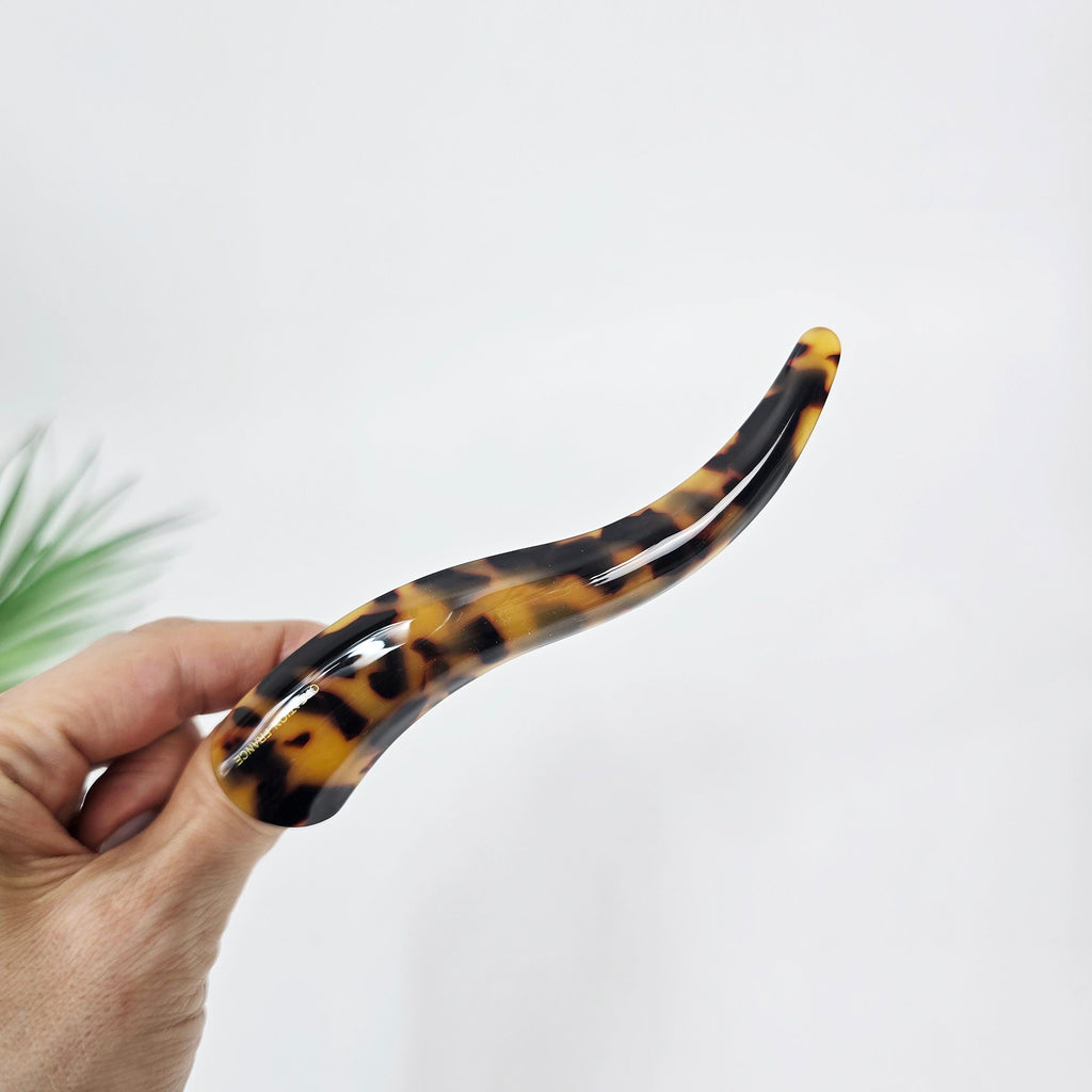 Leopard Pure Color Curve Line Long Claw Clip (4.7 Inch) / Elegance French Hair Pin / Hair Barrette for Woman / Alligator Hair Clip