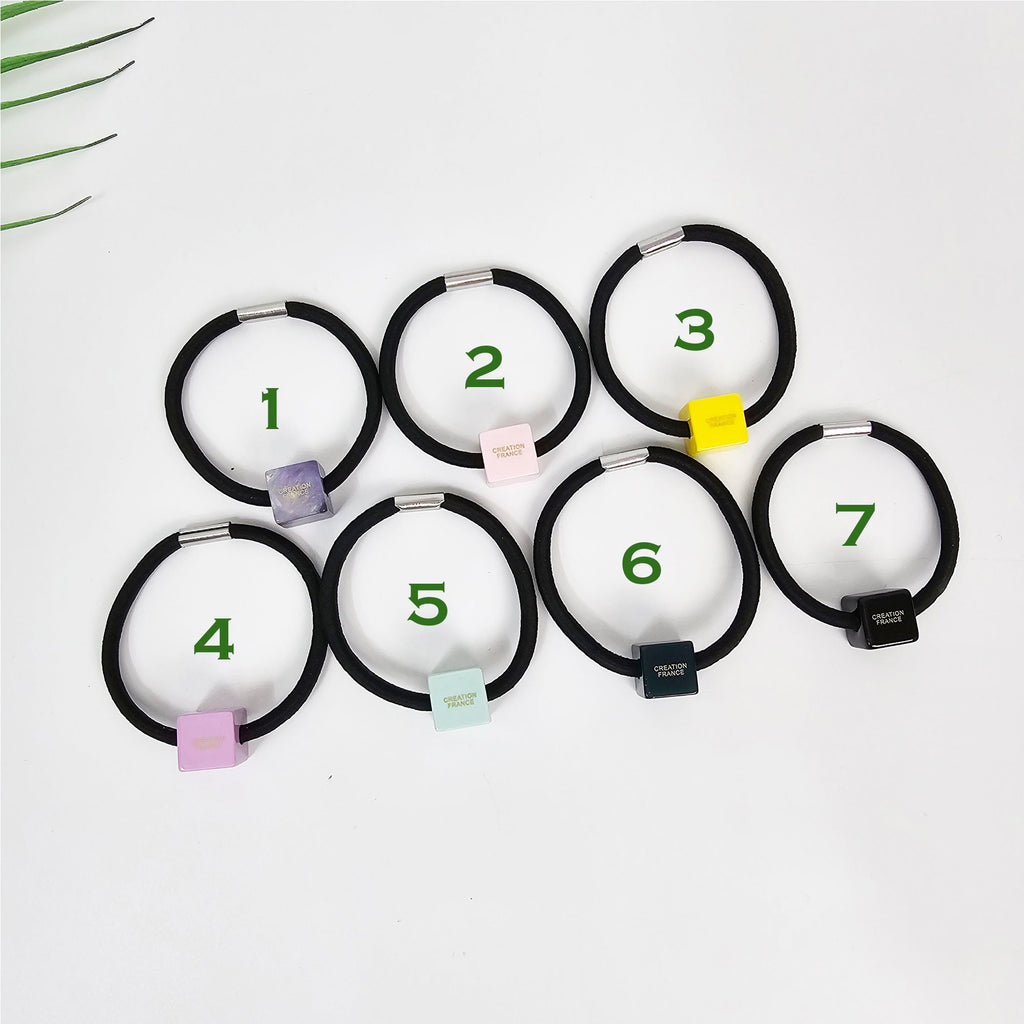 New Color Mini Square Cube Ponytail Elastic (0.6 Inch) / Simple Cute Ponytail Holder / Hair Accessory for Woman / French Hair Tie
