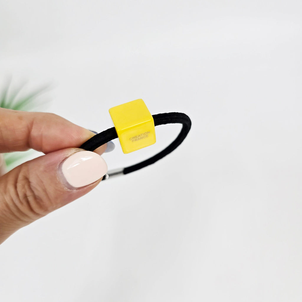 New Color Mini Square Cube Ponytail Elastic (0.6 Inch) / Simple Cute Ponytail Holder / Hair Accessory for Woman / French Hair Tie