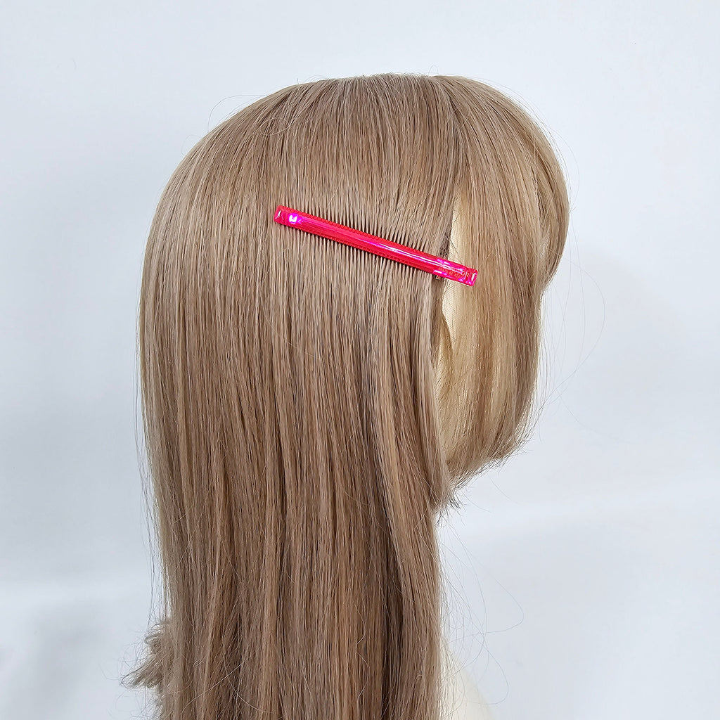 Luxurious Clear Slim Straight Side Hair Claw (3.1 Inch) / Elegance French Hair Pin / Hair Barrette for Woman