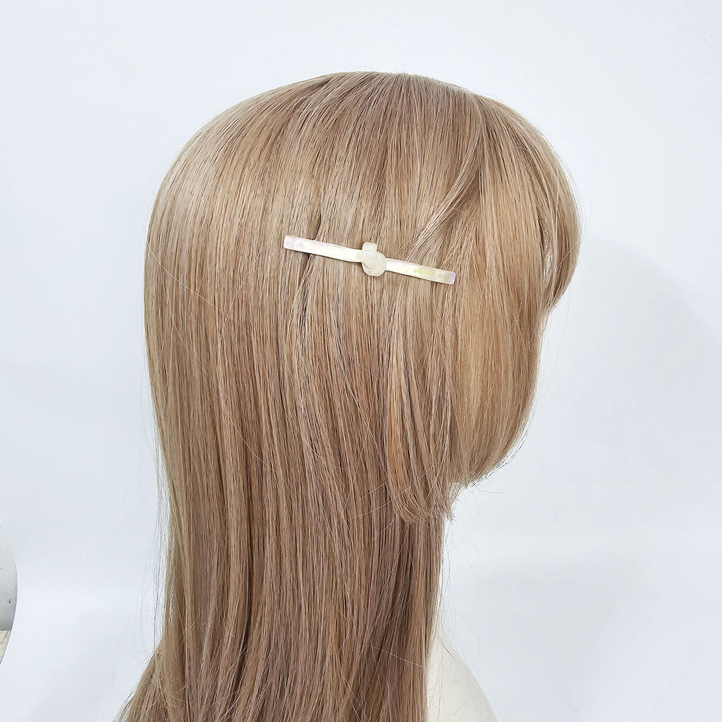 Leopard Pure Mini Slim Straight Knot Hair Clip (2.8 Inch) / Tortoise Shell French Hair Pin / Hair Accessory for Woman / Automatic Hair Clip