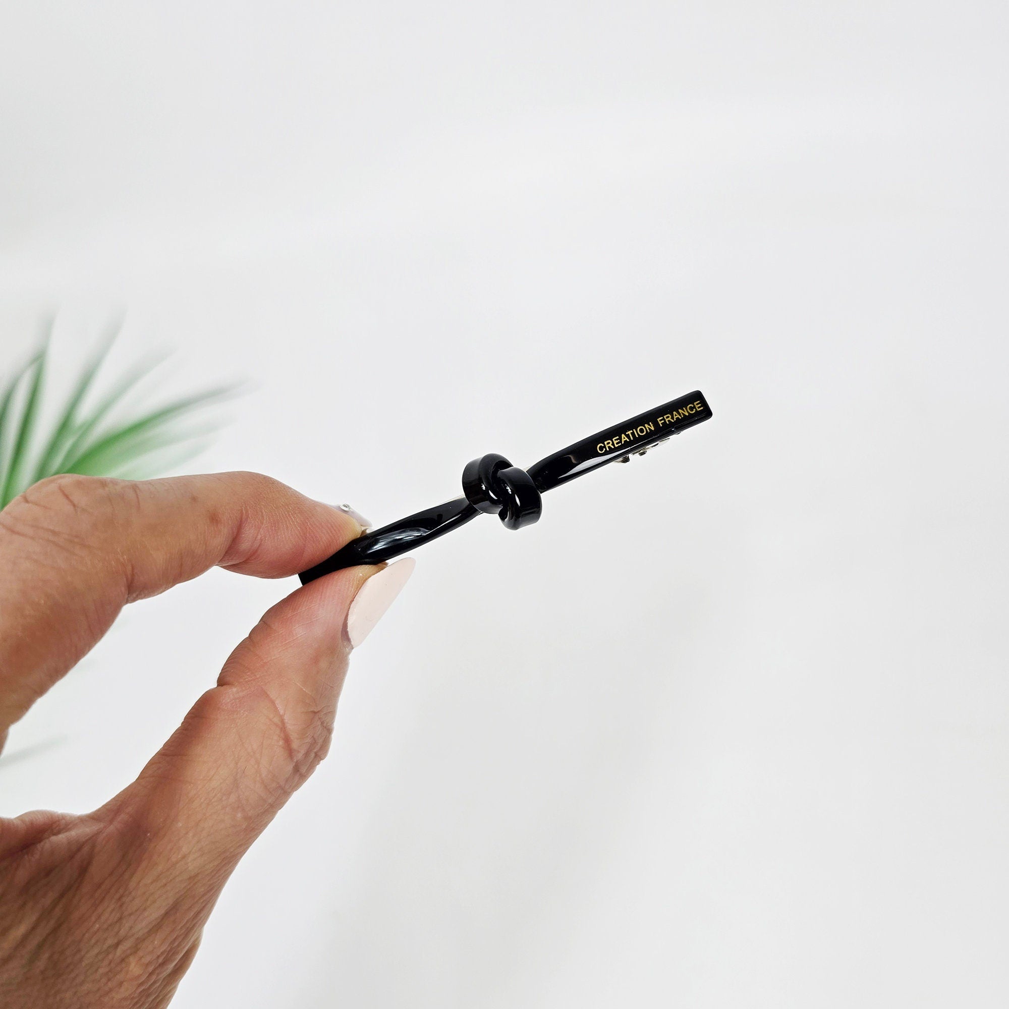 Leopard Pure Mini Slim Straight Knot Hair Clip (2.8 Inch) / Tortoise Shell French Hair Pin / Hair Accessory for Woman / Automatic Hair Clip