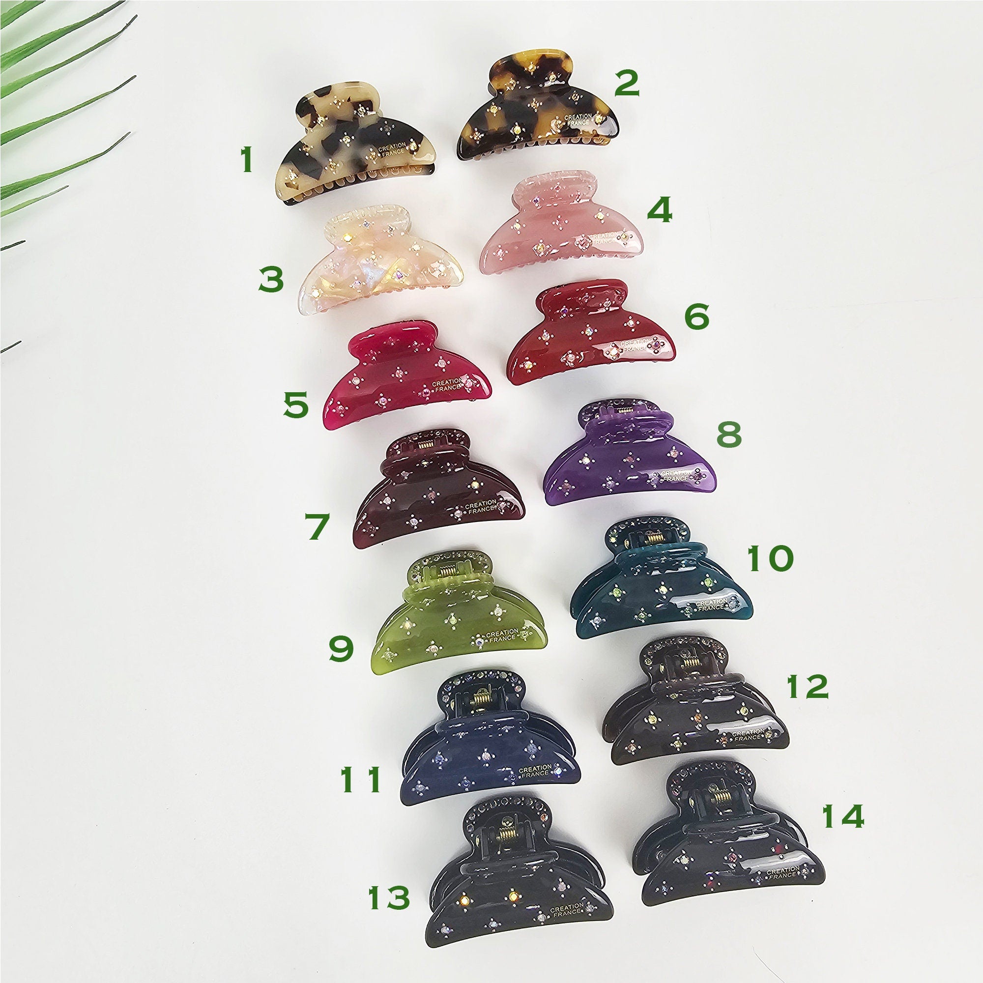 New Color Half Moon Cubic Point Double Small Hair Claw (1.9 Inch) / Vivid Color French Pin / Alligator Hair Clip for Woman