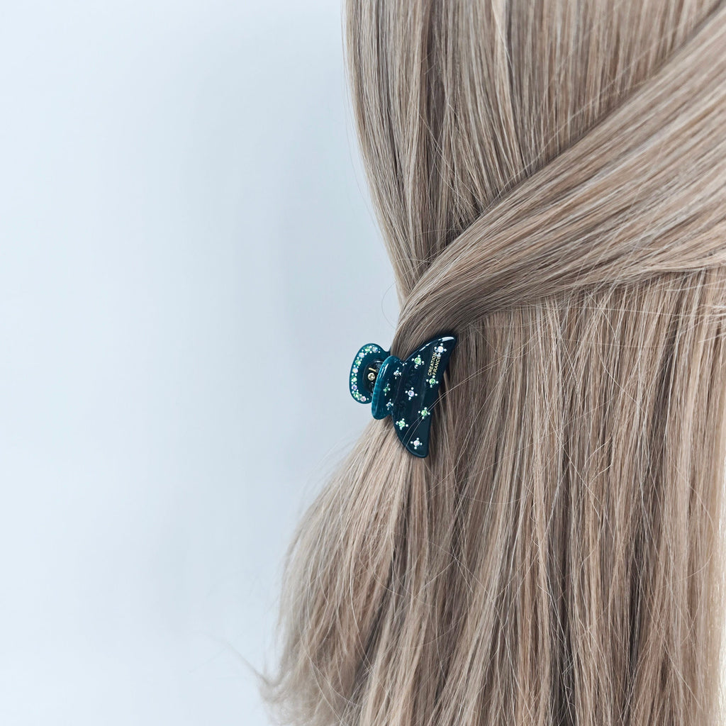 New Color Half Moon Cubic Point Double Small Hair Claw (1.9 Inch) / Vivid Color French Pin / Alligator Hair Clip for Woman