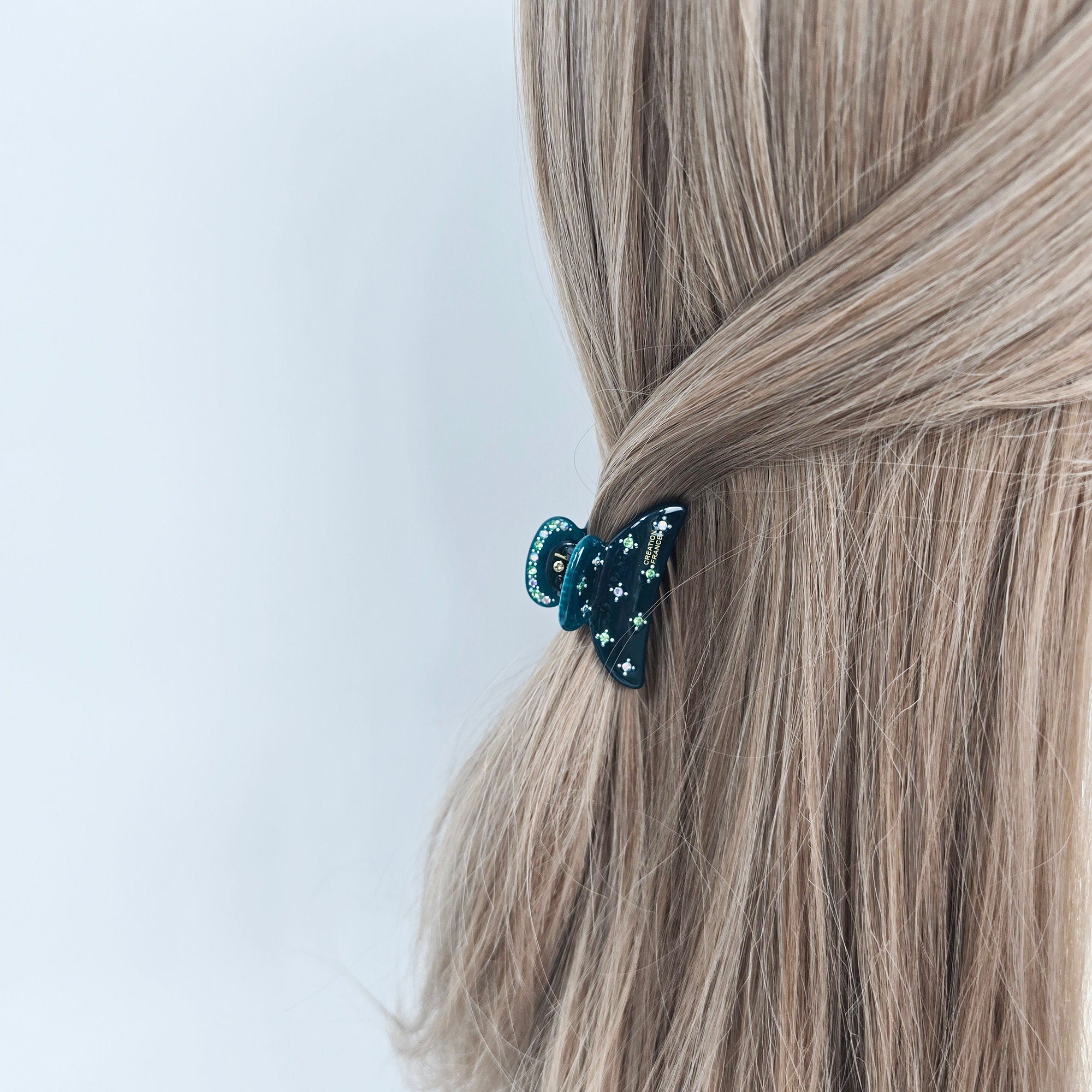 New Color Half Moon Cubic Point Double Small Hair Claw (1.9 Inch) / Vivid Color French Pin / Alligator Hair Clip for Woman