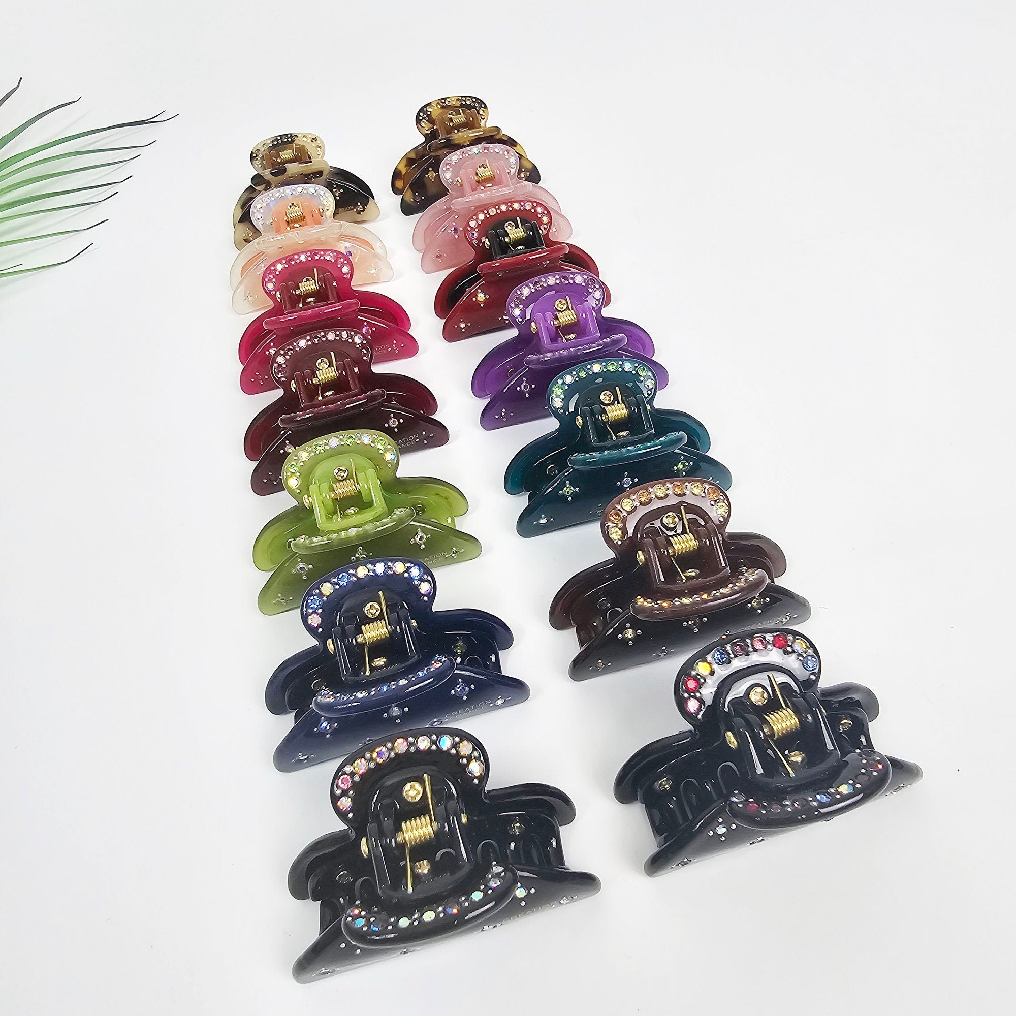 New Color Half Moon Cubic Point Double Small Hair Claw (1.9 Inch) / Vivid Color French Pin / Alligator Hair Clip for Woman