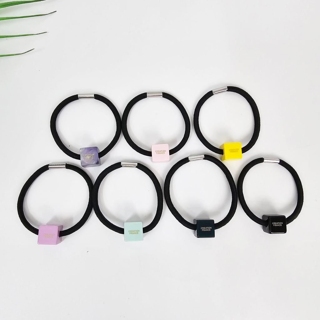 New Color Mini Square Cube Ponytail Elastic (0.6 Inch) / Simple Cute Ponytail Holder / Hair Accessory for Woman / French Hair Tie