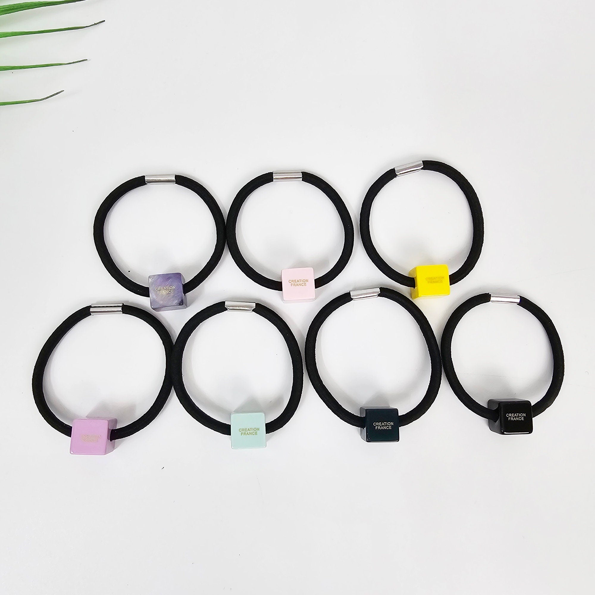 New Color Mini Square Cube Ponytail Elastic (0.6 Inch) / Simple Cute Ponytail Holder / Hair Accessory for Woman / French Hair Tie