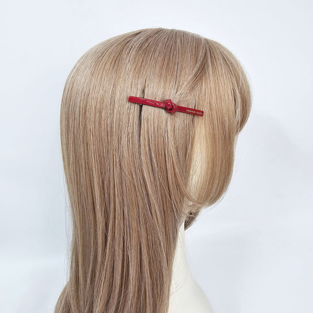 Leopard Pure Mini Slim Straight Knot Hair Clip (2.8 Inch) / Tortoise Shell French Hair Pin / Hair Accessory for Woman / Automatic Hair Clip