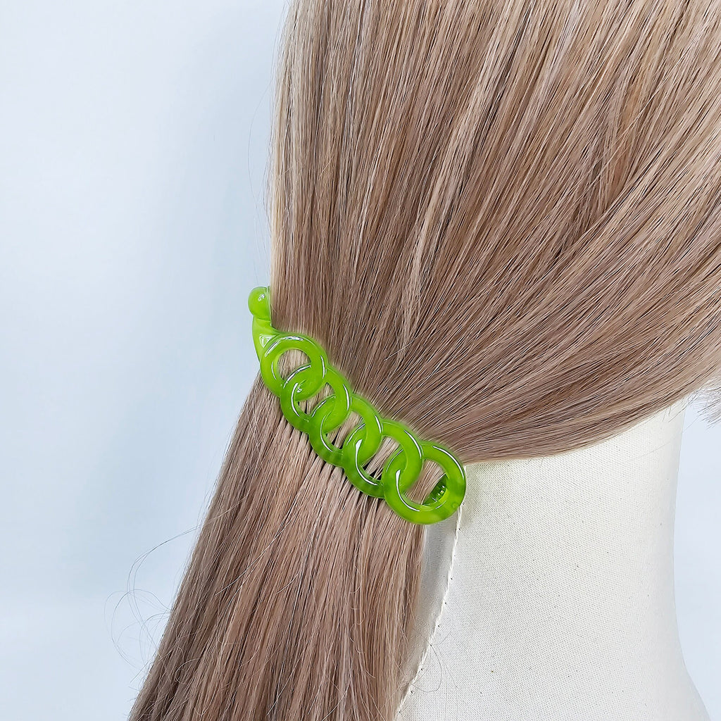 Luxurious Full Round Chain Banana Clip (3.9 Inch) / Tortoise Shell Hair Comb Barrette / Clincher Comb Hair Accessory
