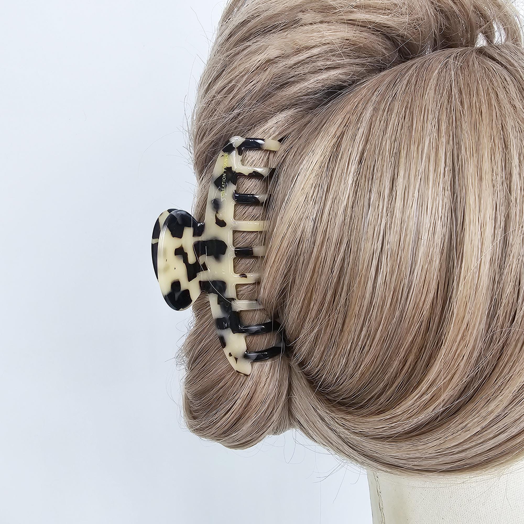 Luxurious Leopard Print Round Hug Updo Hair Claw (3.9 Inch) / Elegance French Hair Pin / Hair Barrette for Woman