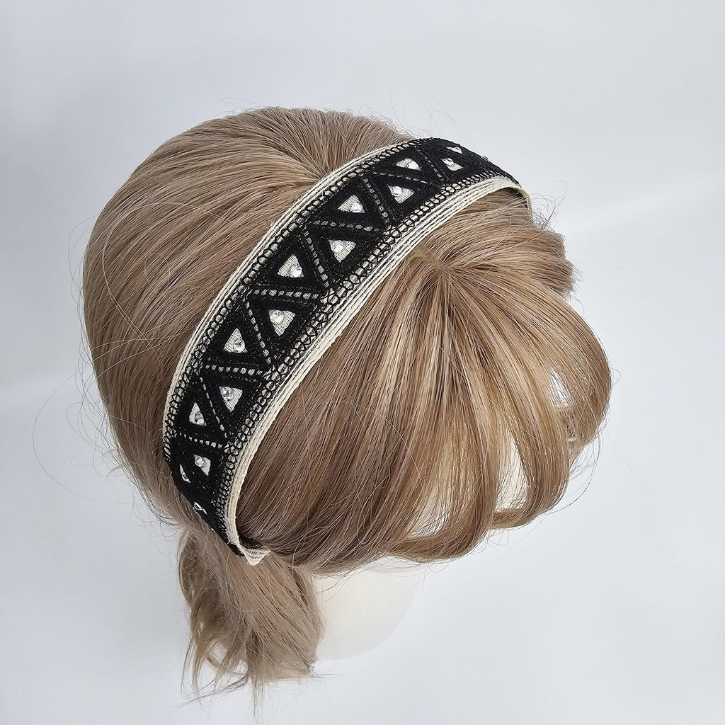 Mini Triangle Cubic Point Wide Headband (1.4 Inch) / Simple Basic Hair Turban / Hair Turban for Woman