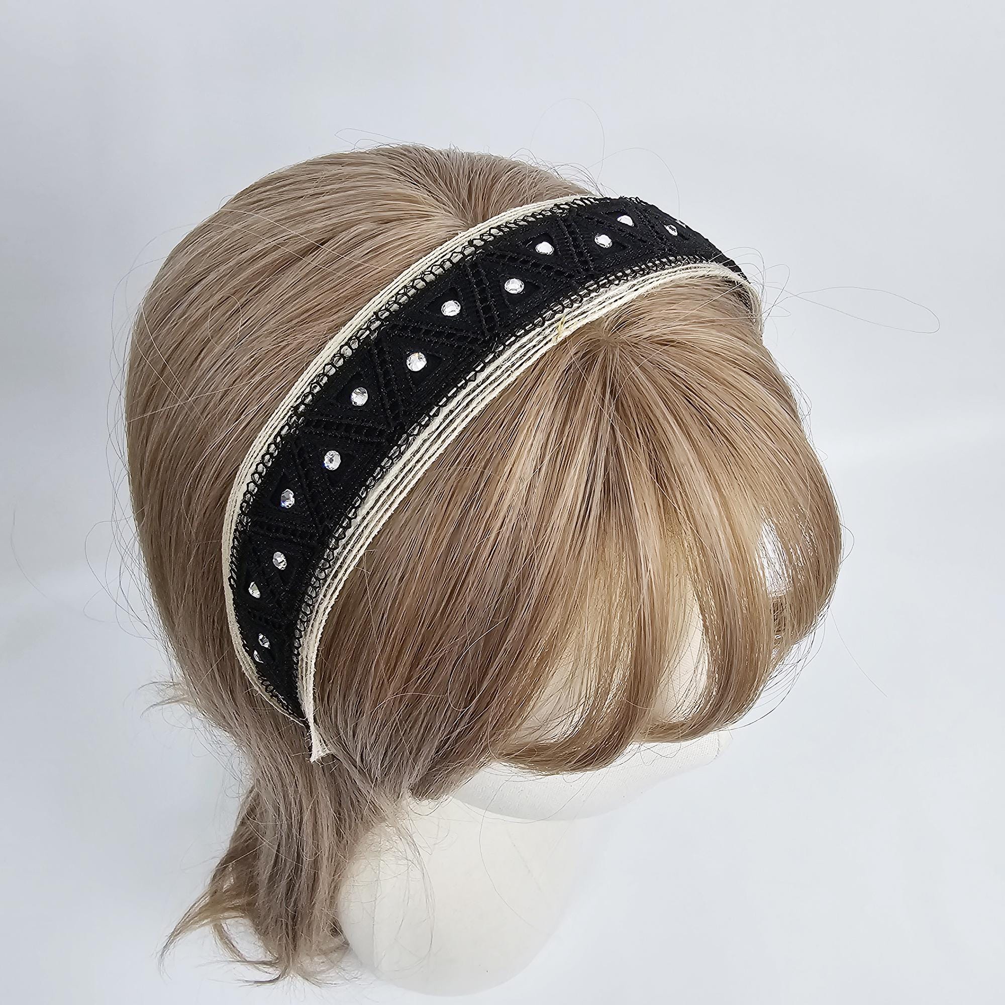 Mini Triangle Cubic Point Wide Headband (1.4 Inch) / Simple Basic Hair Turban / Hair Turban for Woman