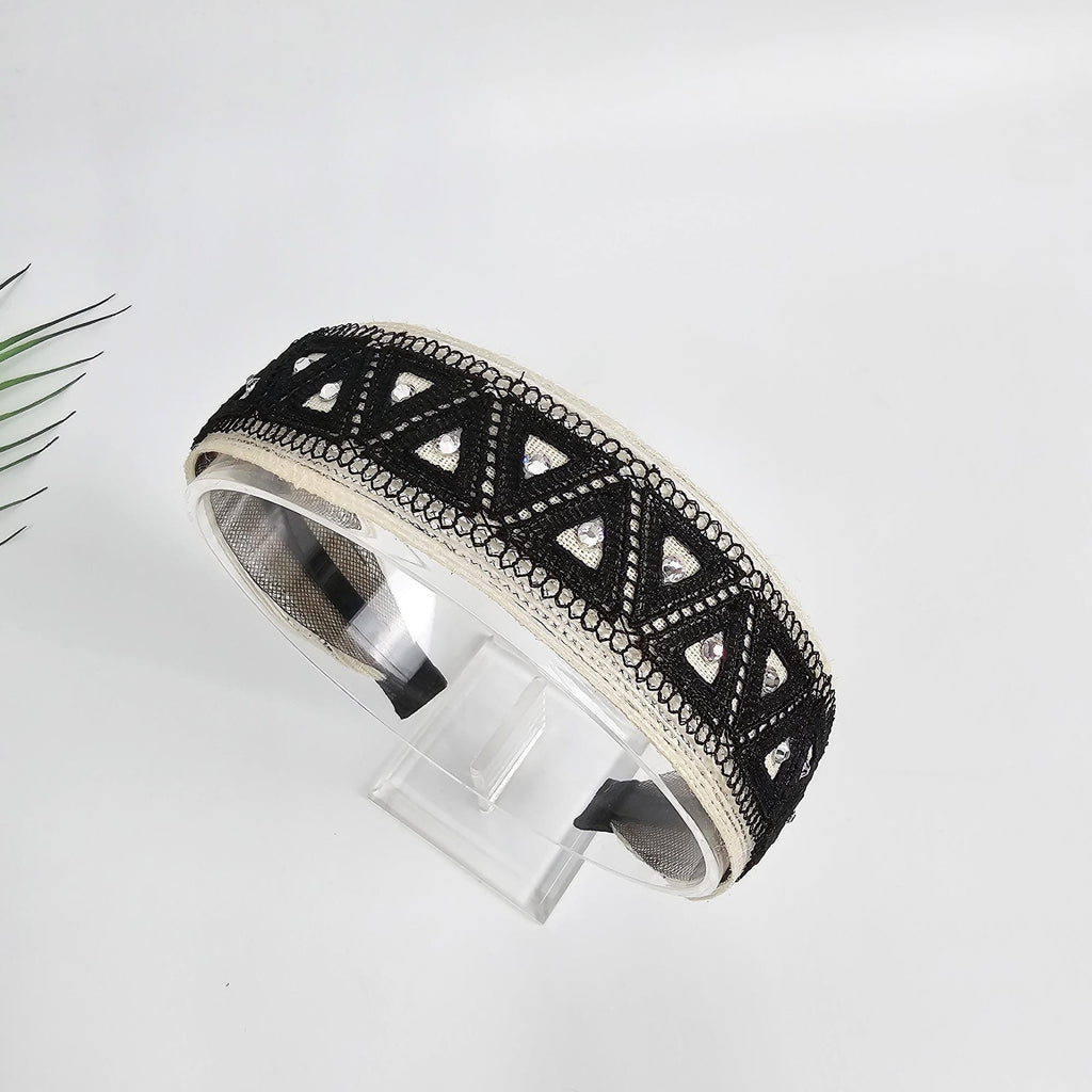 Mini Triangle Cubic Point Wide Headband (1.4 Inch) / Simple Basic Hair Turban / Hair Turban for Woman