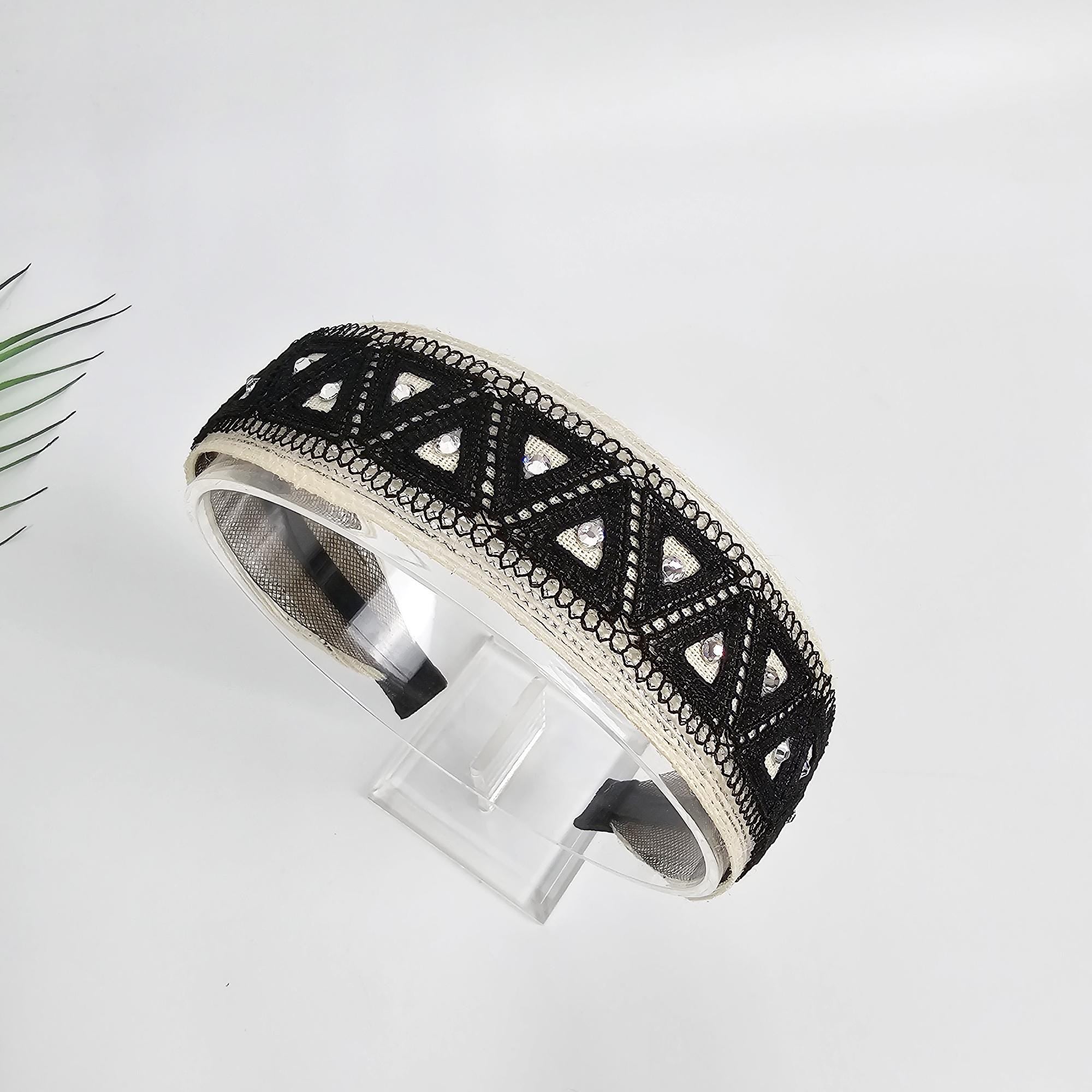 Mini Triangle Cubic Point Wide Headband (1.4 Inch) / Simple Basic Hair Turban / Hair Turban for Woman